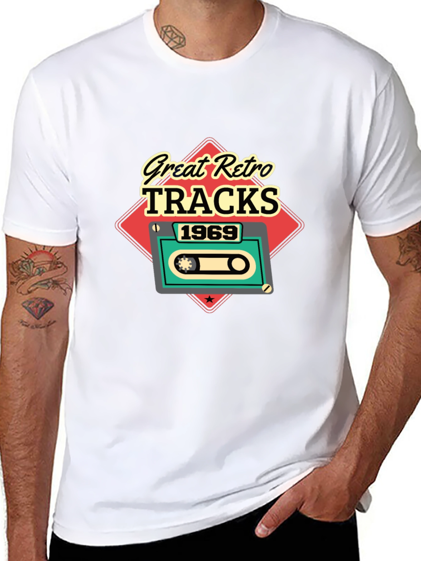 Great Retro Tracks 1969 Cassette Tape Graphic T-Shirt