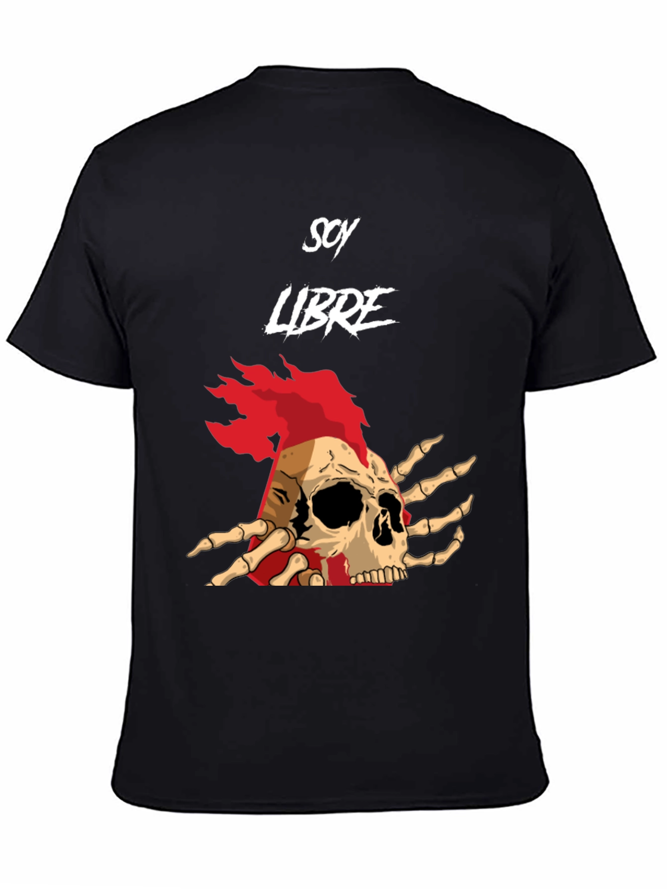 Soy Libre Skull Graphic Tee - Black Cotton T-Shirt
