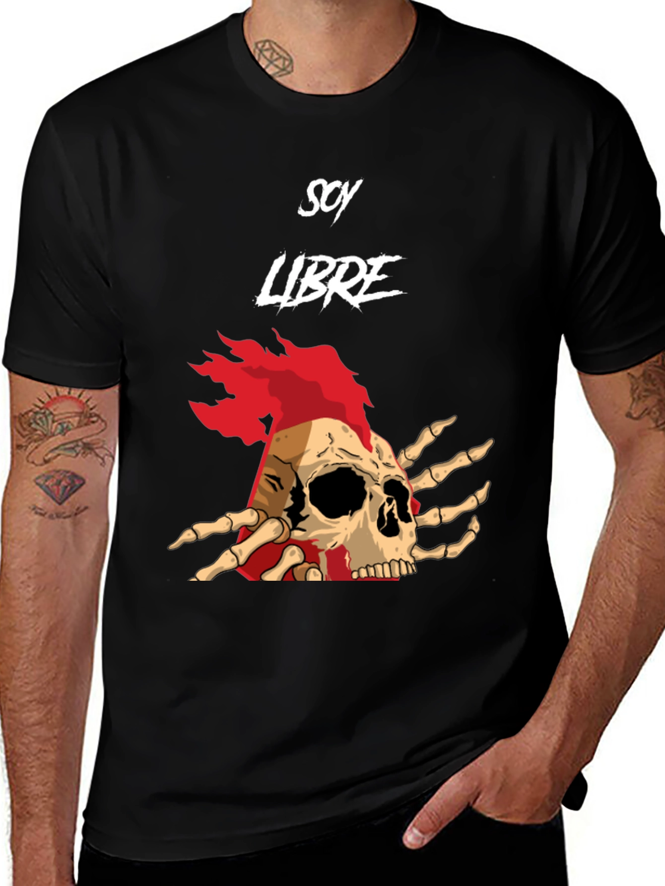 Soy Libre Skull Graphic Tee - Black Cotton T-Shirt