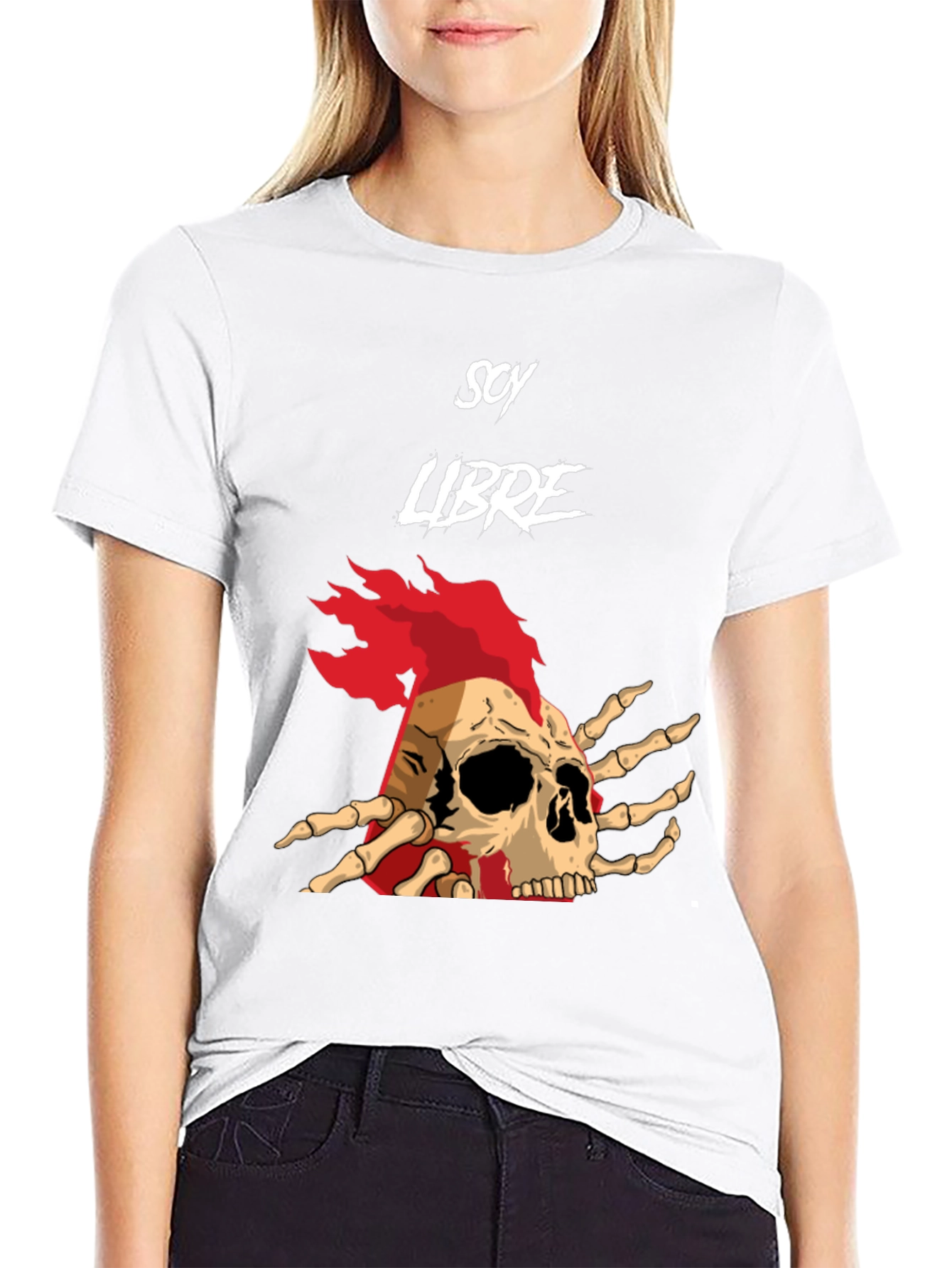 Soy Libre Skull Graphic Tee - Black Cotton T-Shirt
