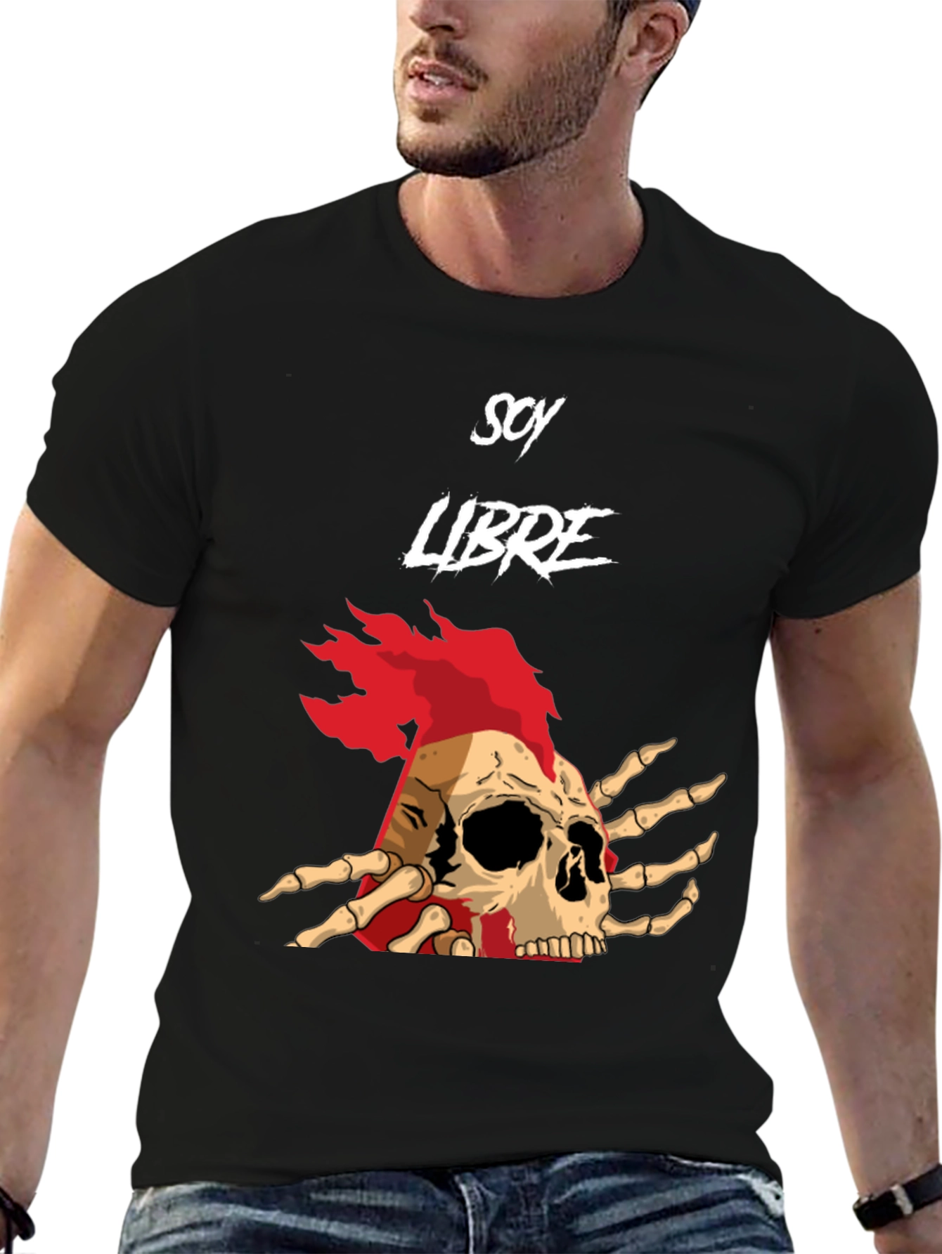 Soy Libre Skull Graphic Tee - Black Cotton T-Shirt