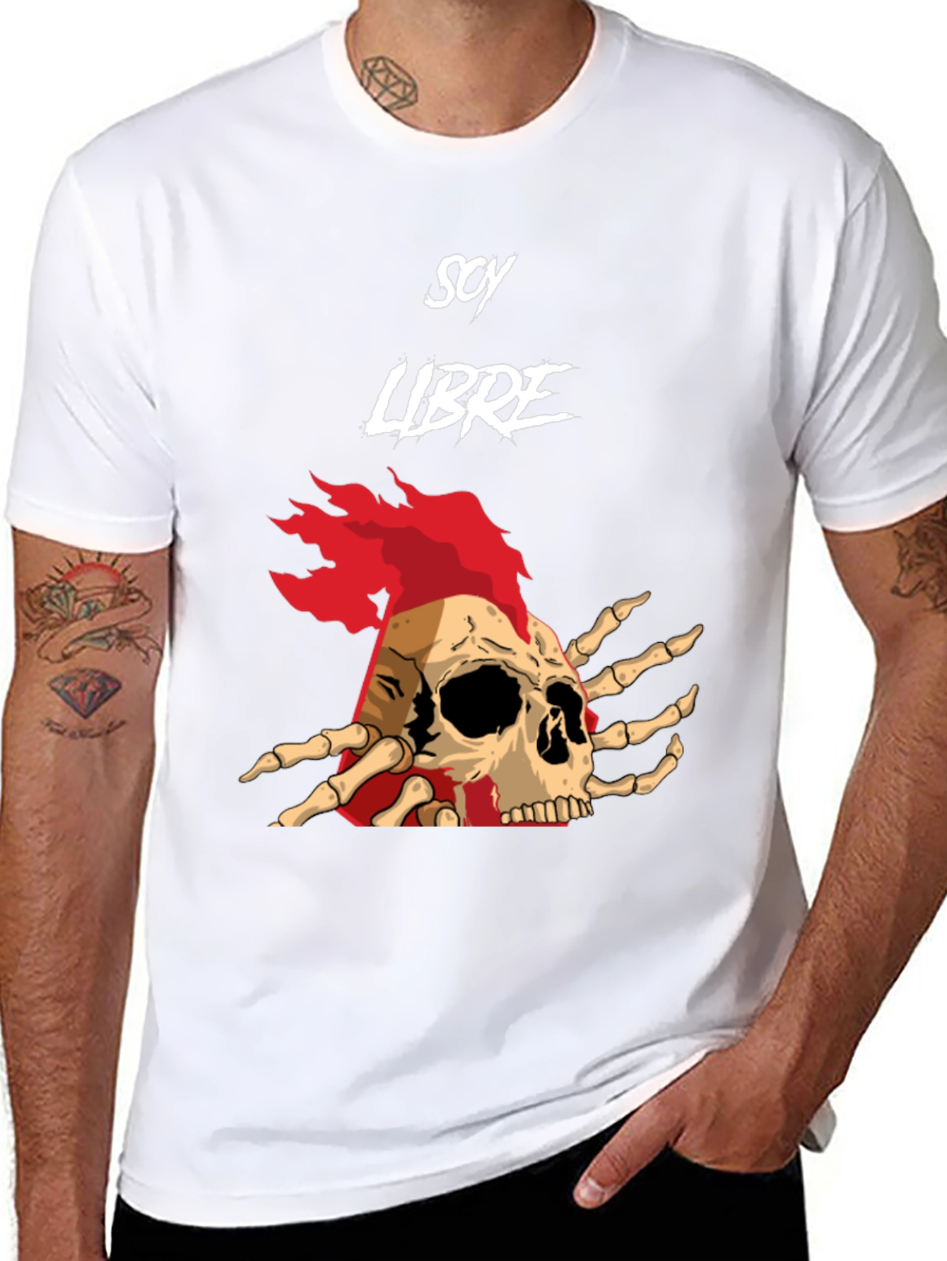 Soy Libre Skull Graphic Tee - Black Cotton T-Shirt