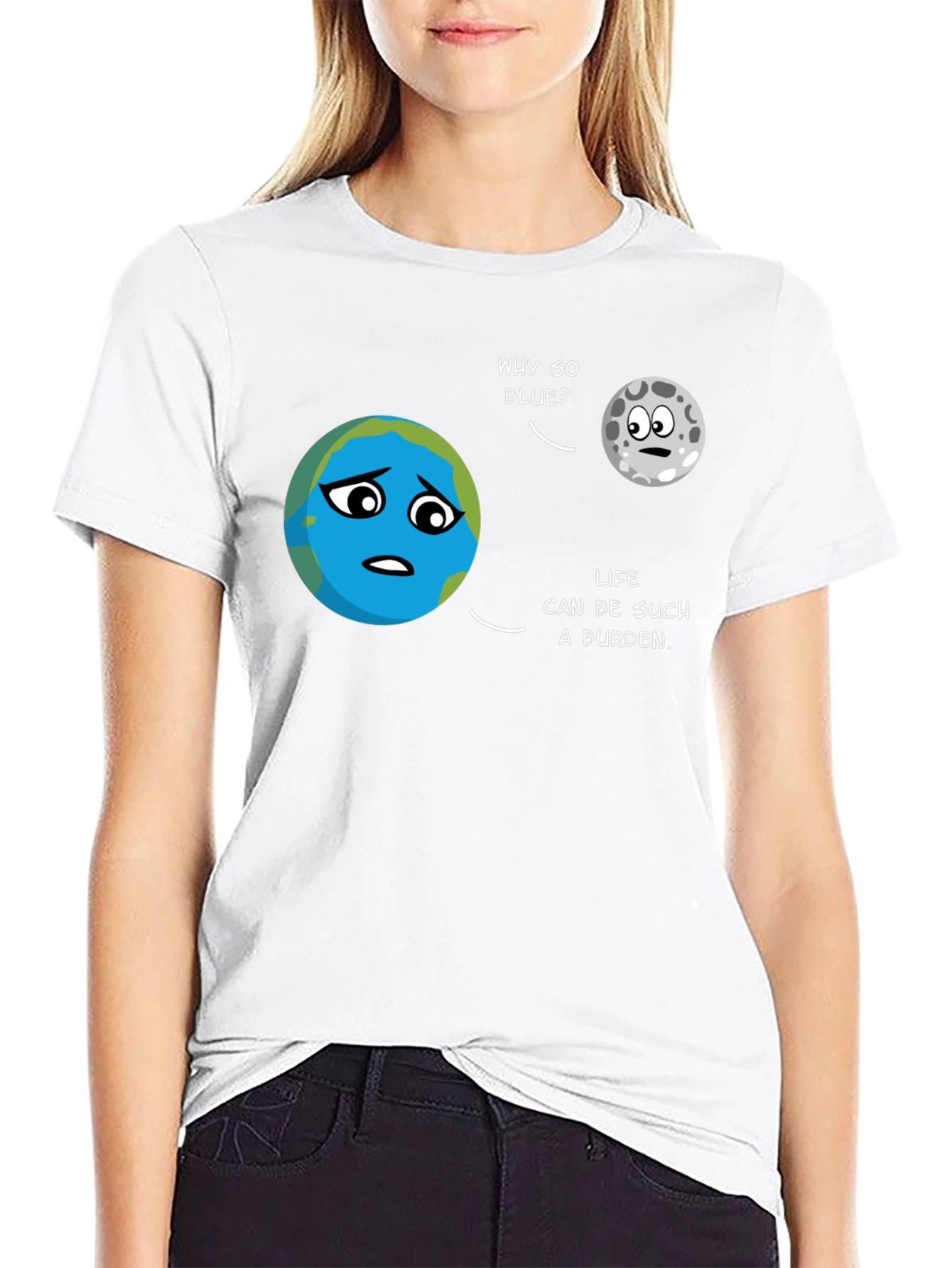Earth & Moon Cartoon T-Shirt