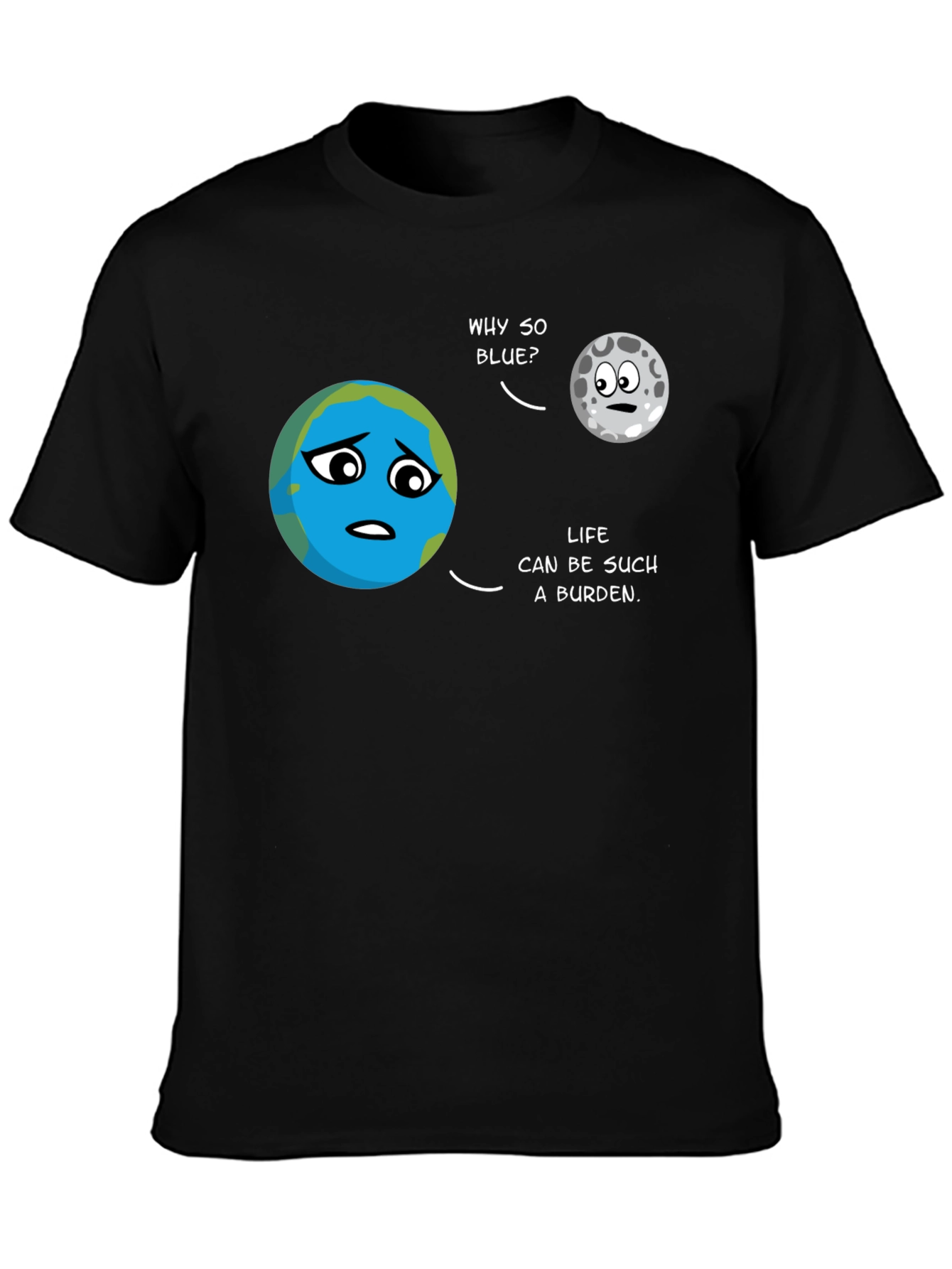 Earth & Moon Cartoon T-Shirt