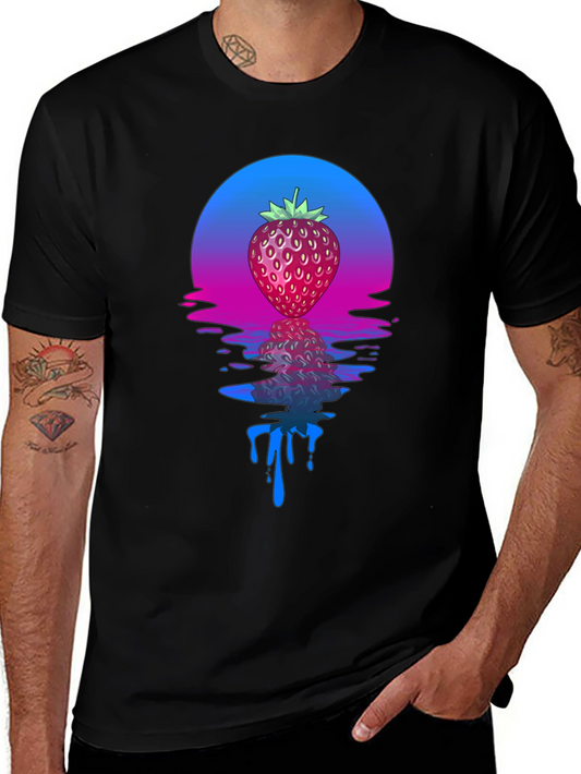 Strawberry Sunset Graphic Tee - Cool Retro Design