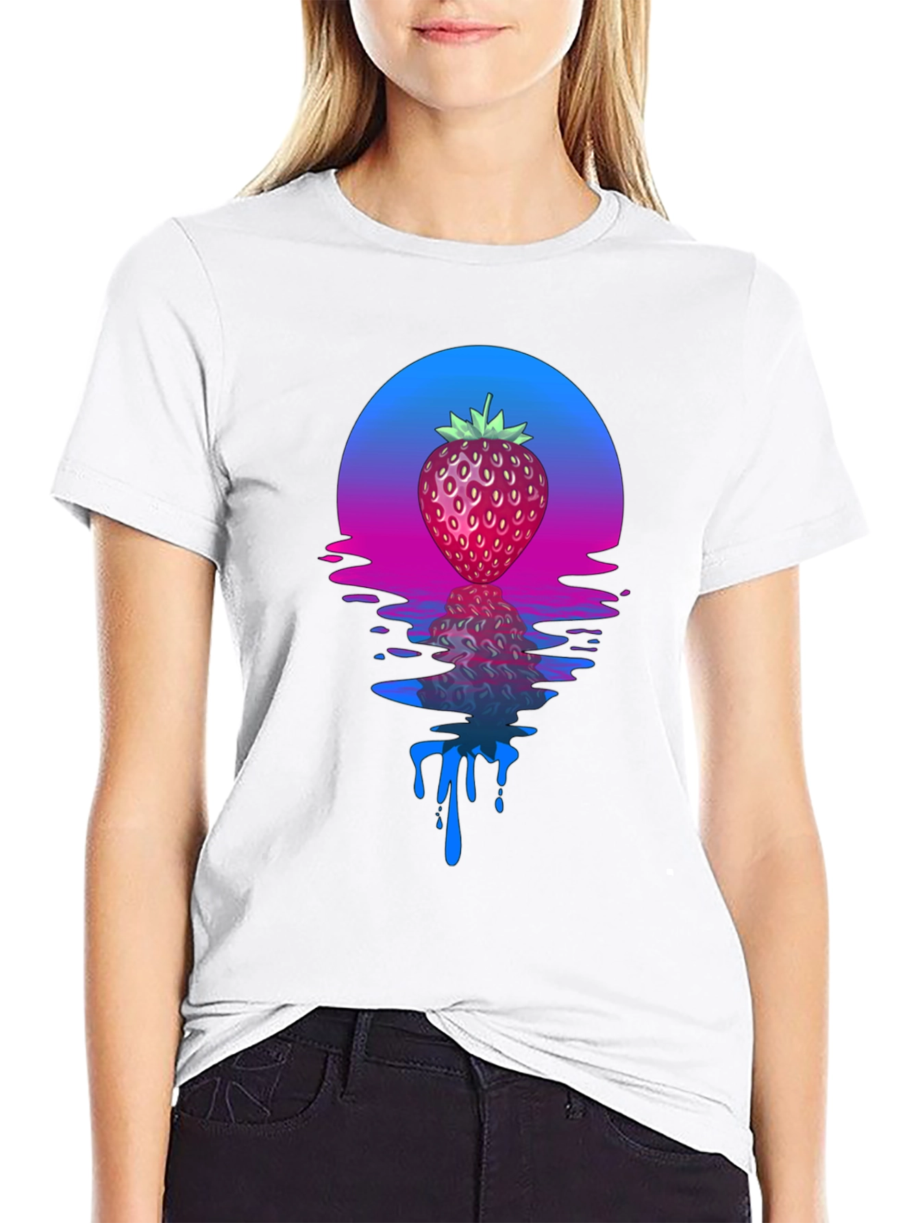 Strawberry Sunset Graphic Tee - Cool Retro Design