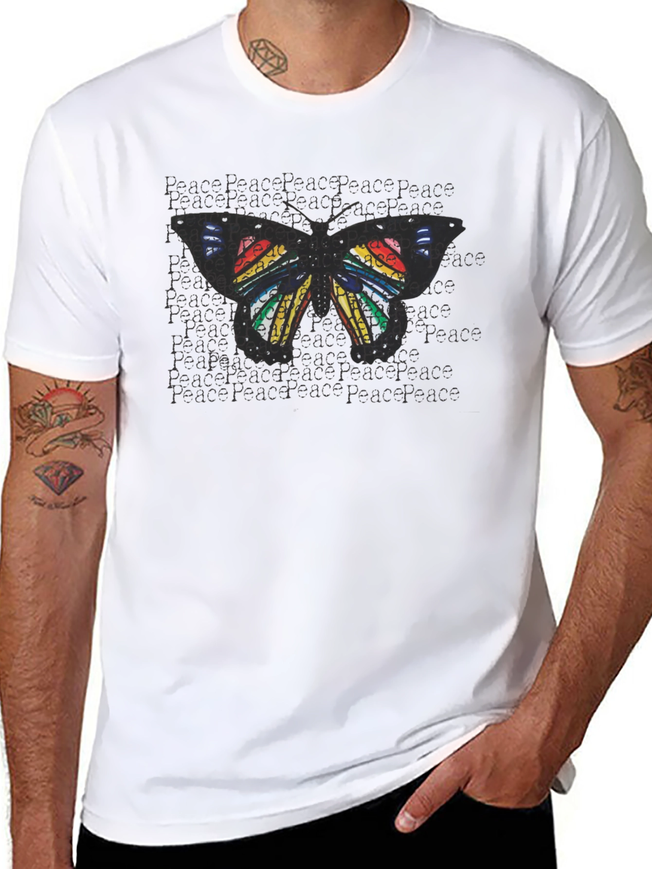 Peace Butterfly Graphic Tee - Black