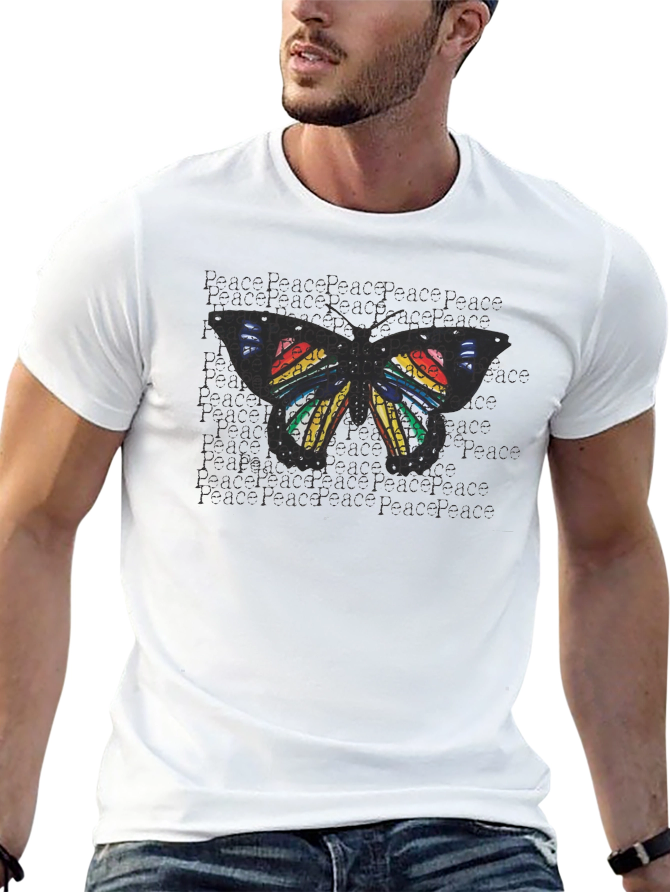 Peace Butterfly Graphic Tee - Black