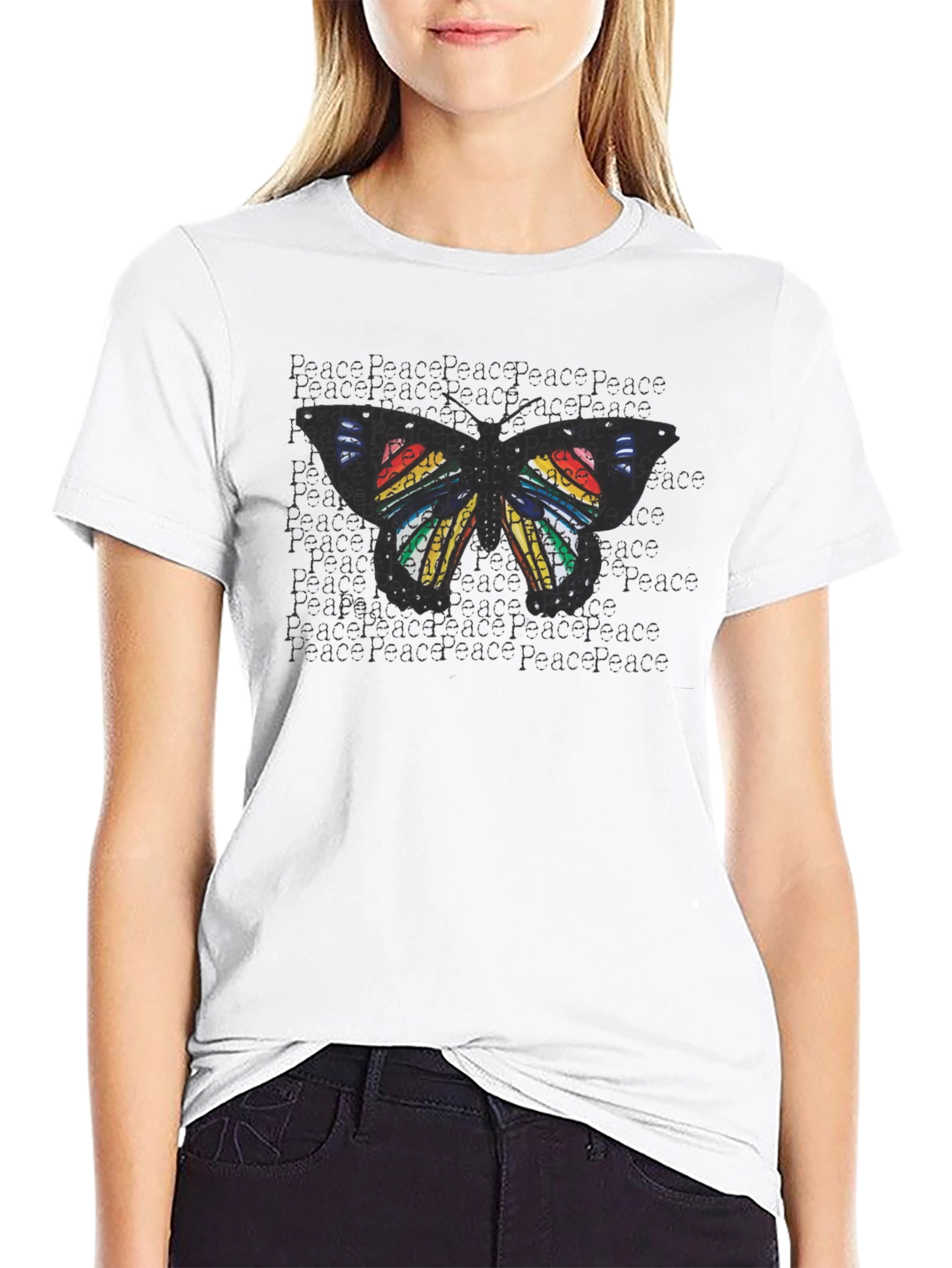 Peace Butterfly Graphic Tee - Black