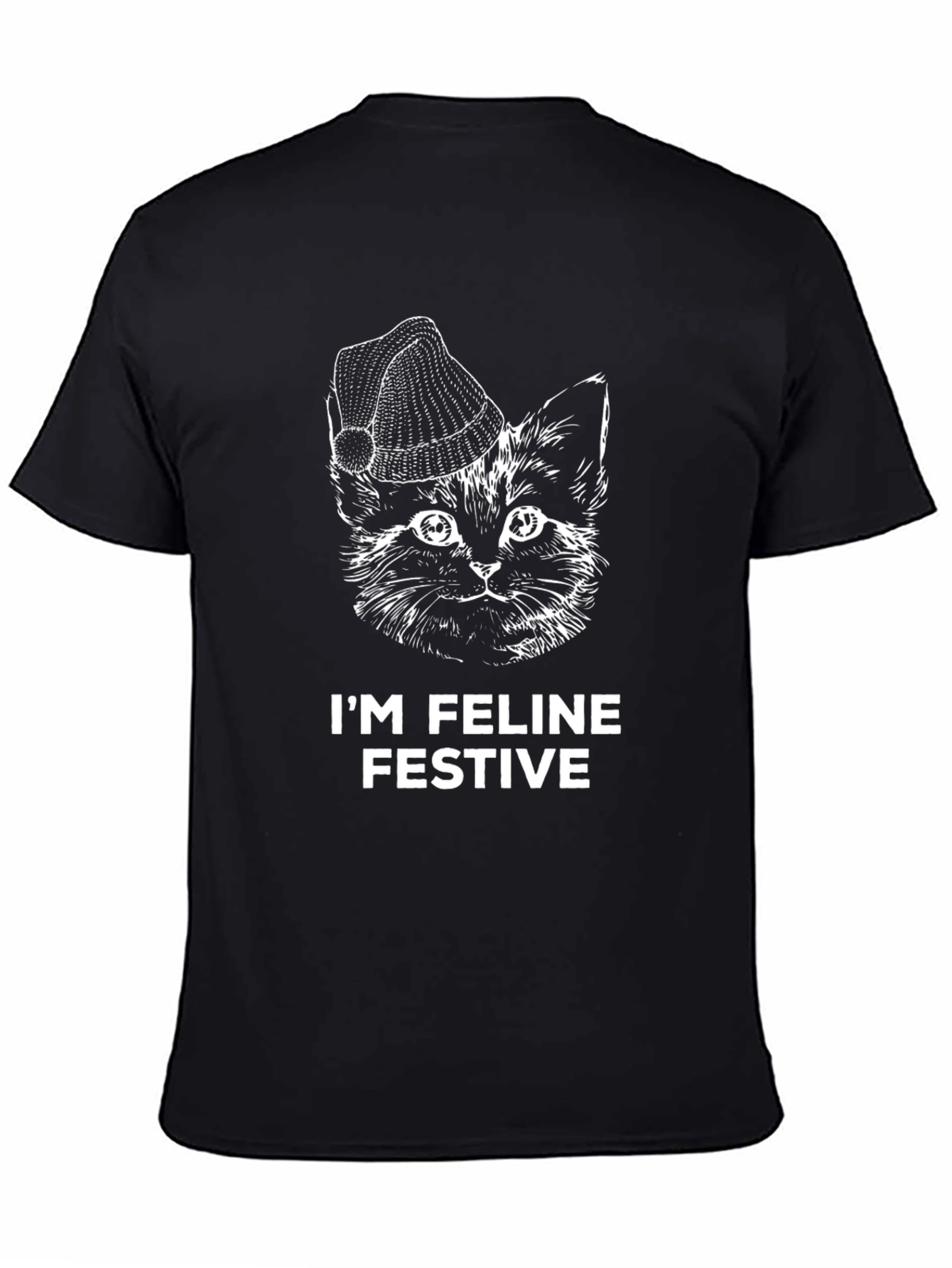 Festive Feline Black T-Shirt