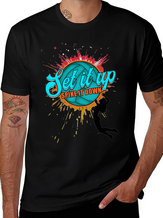 Volleyball Graphic T-Shirt - Set it Up Spike it Down