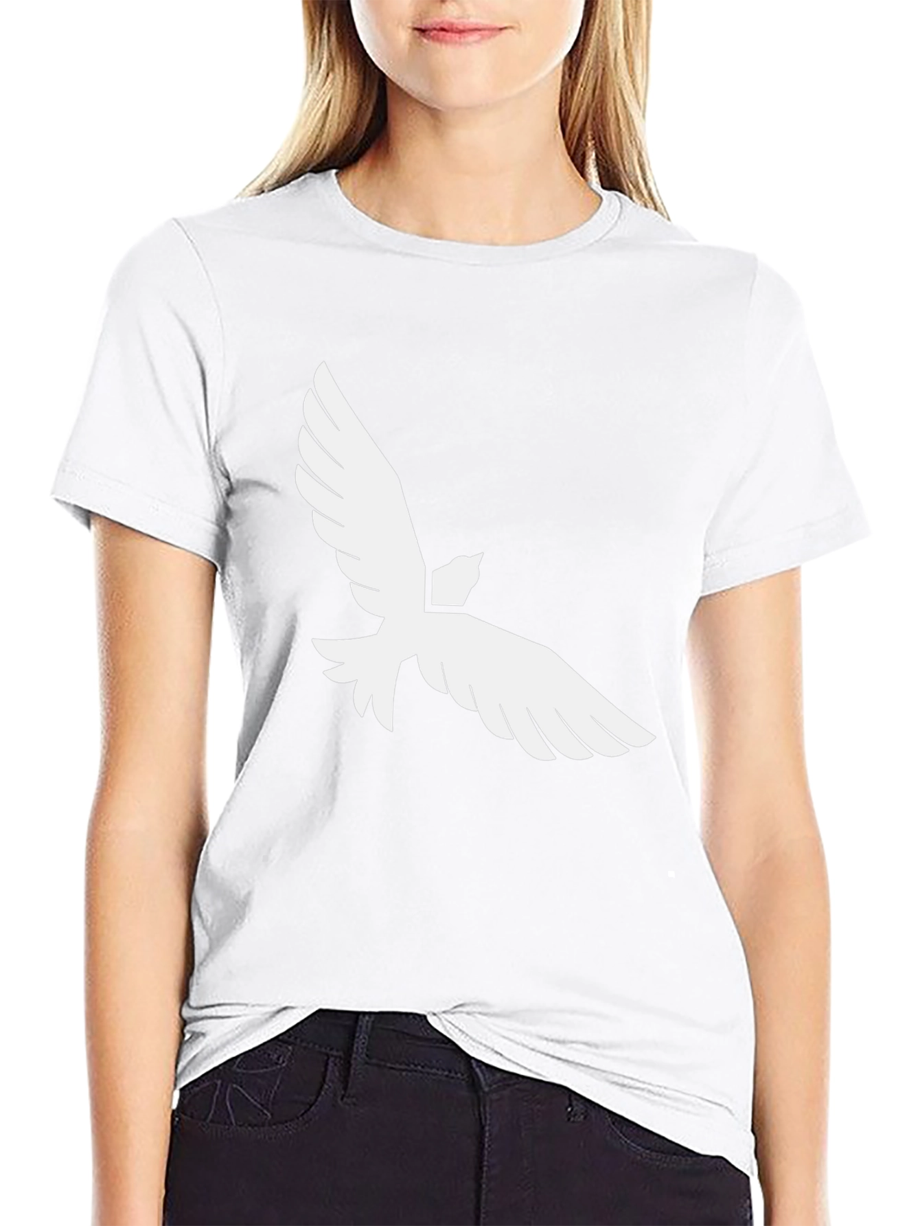 Black T-Shirt with White Dove Graphic