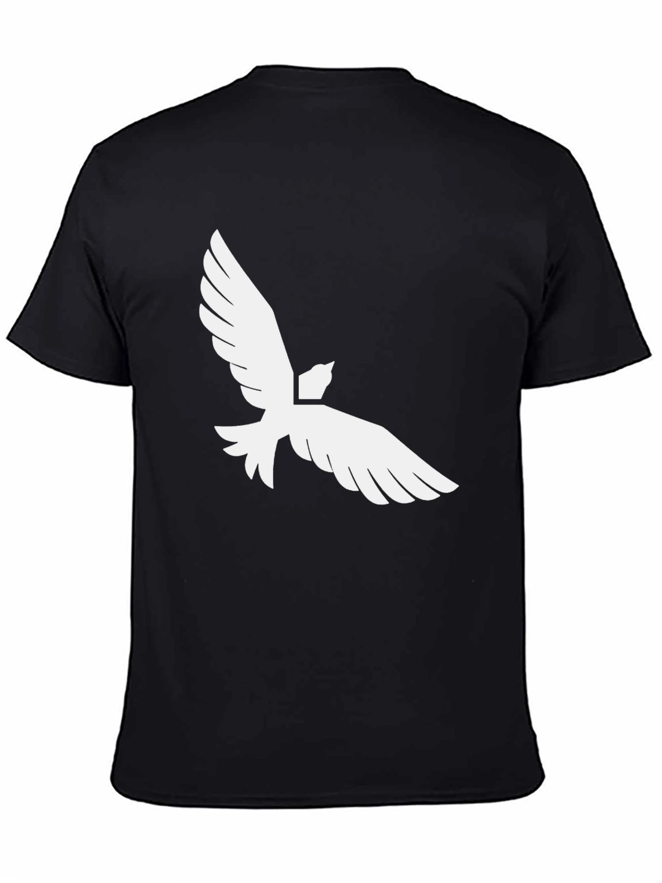 Black T-Shirt with White Dove Graphic