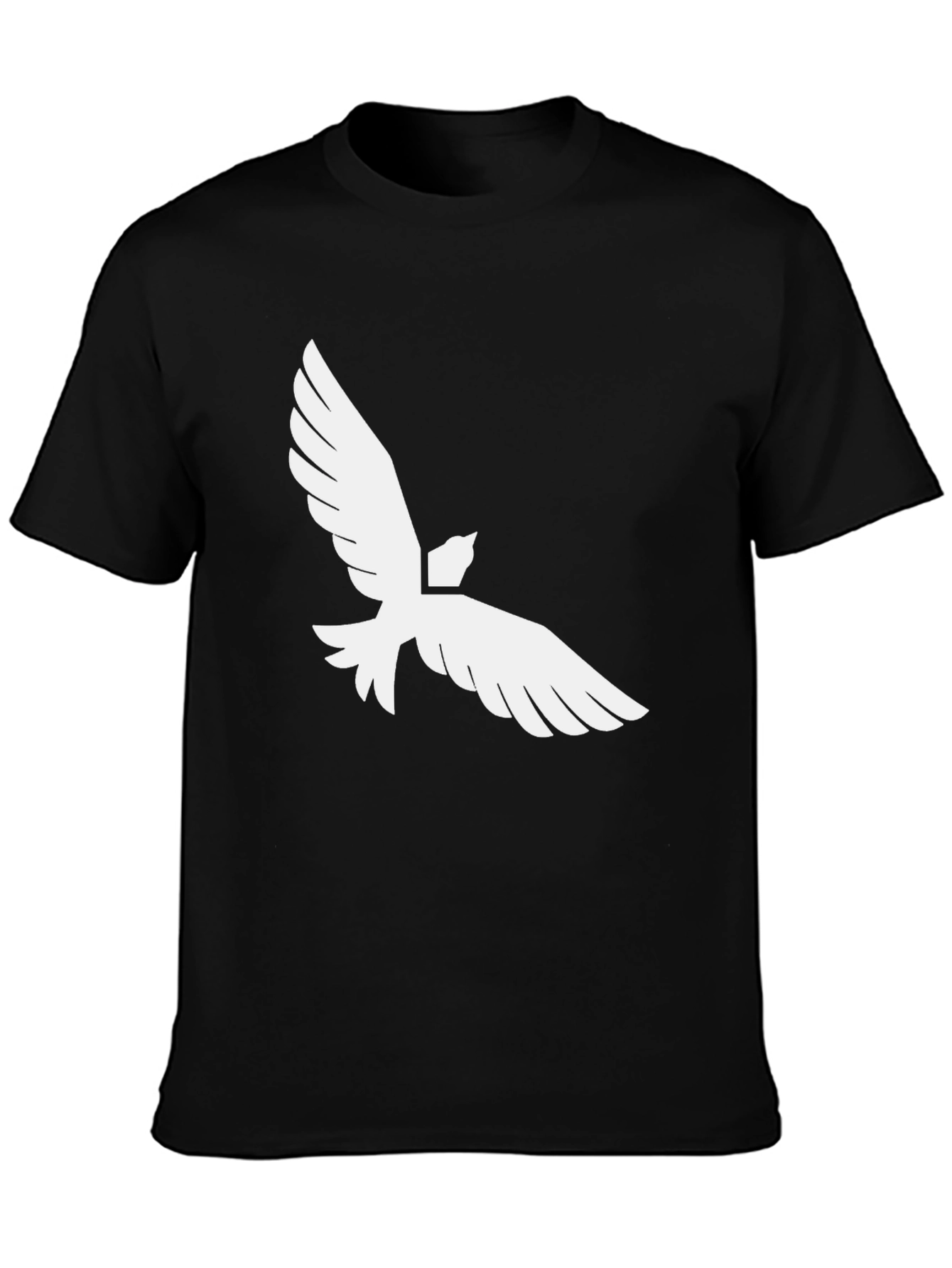 Black T-Shirt with White Dove Graphic
