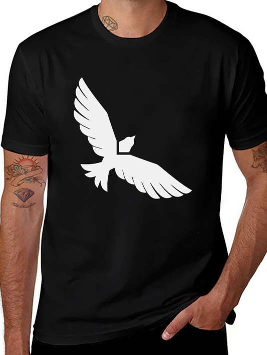 Black T-Shirt with White Dove Graphic