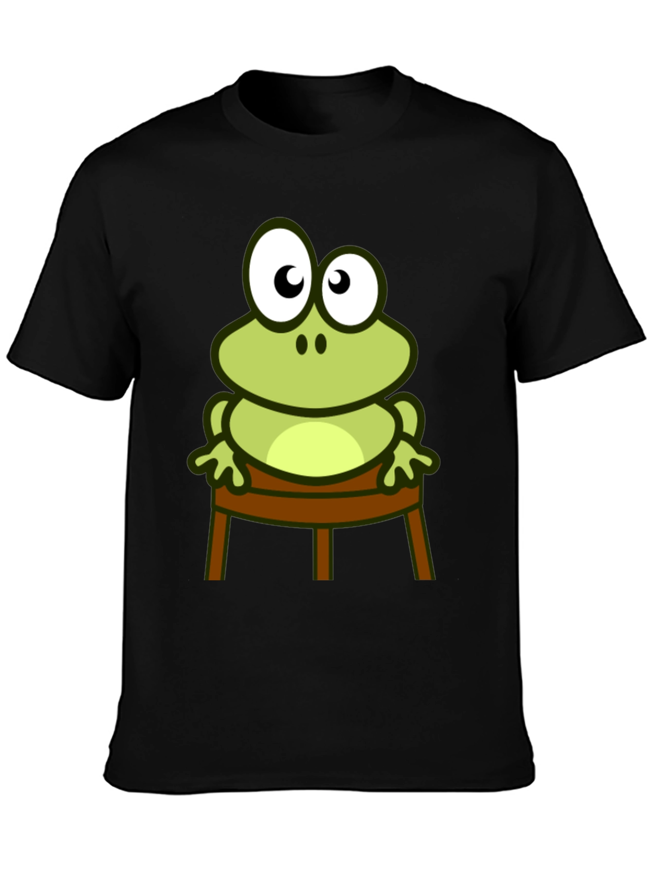 Frog on Chair Graphic Tee - Black Cotton T-Shirt