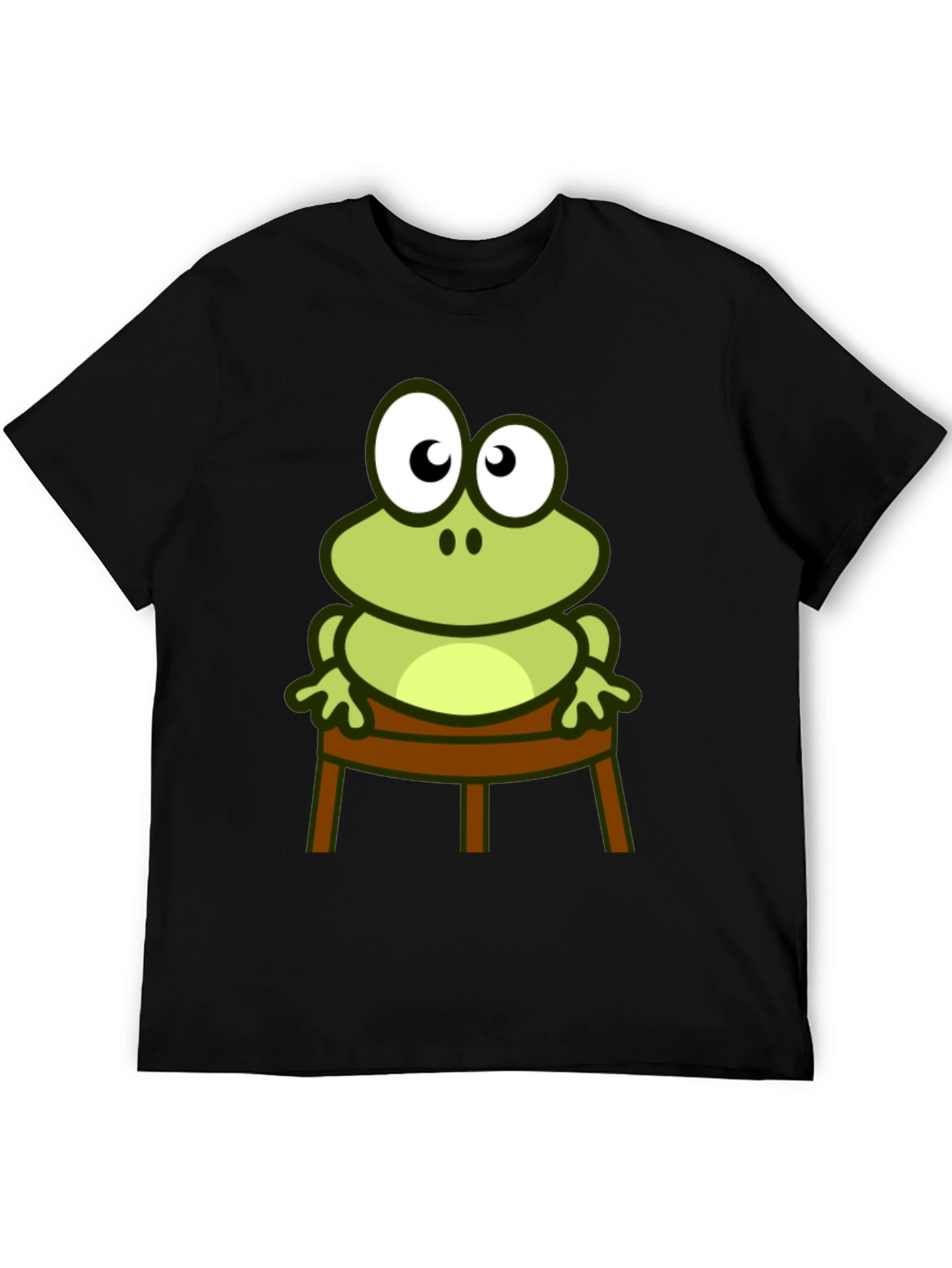 Frog on Chair Graphic Tee - Black Cotton T-Shirt
