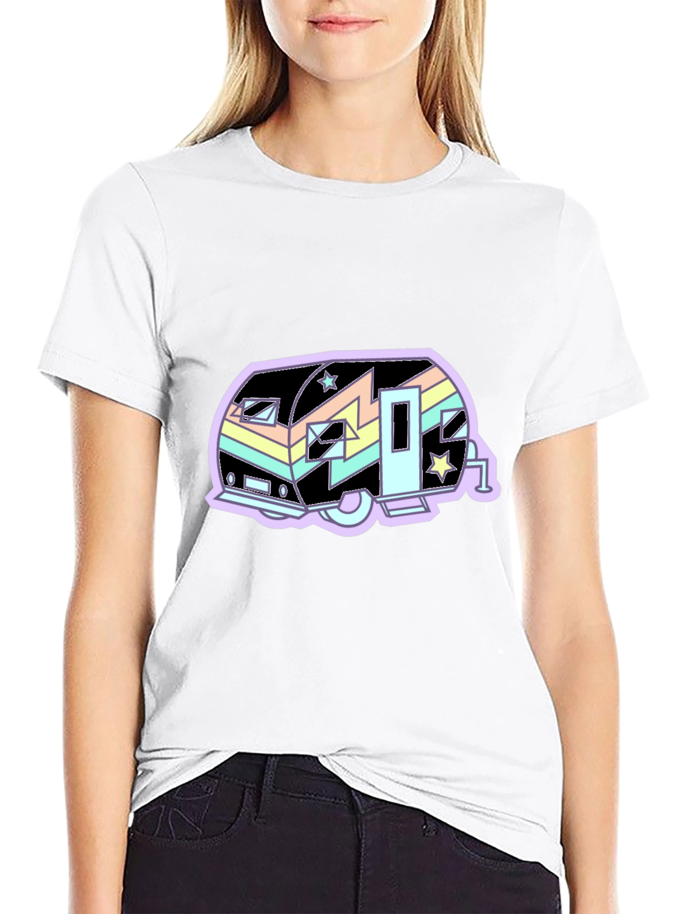 Retro Camper T-Shirt - Pastel Design