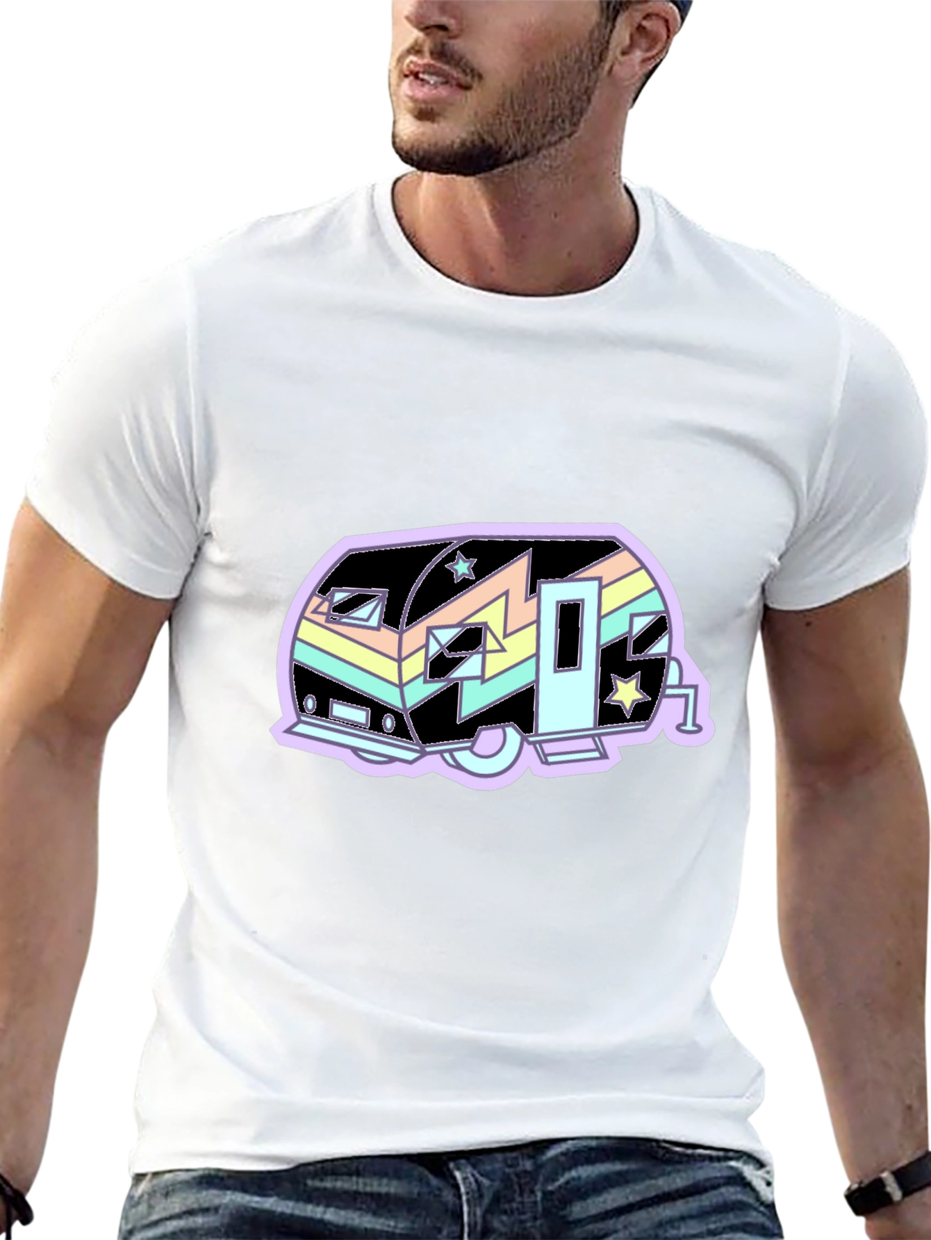 Retro Camper T-Shirt - Pastel Design