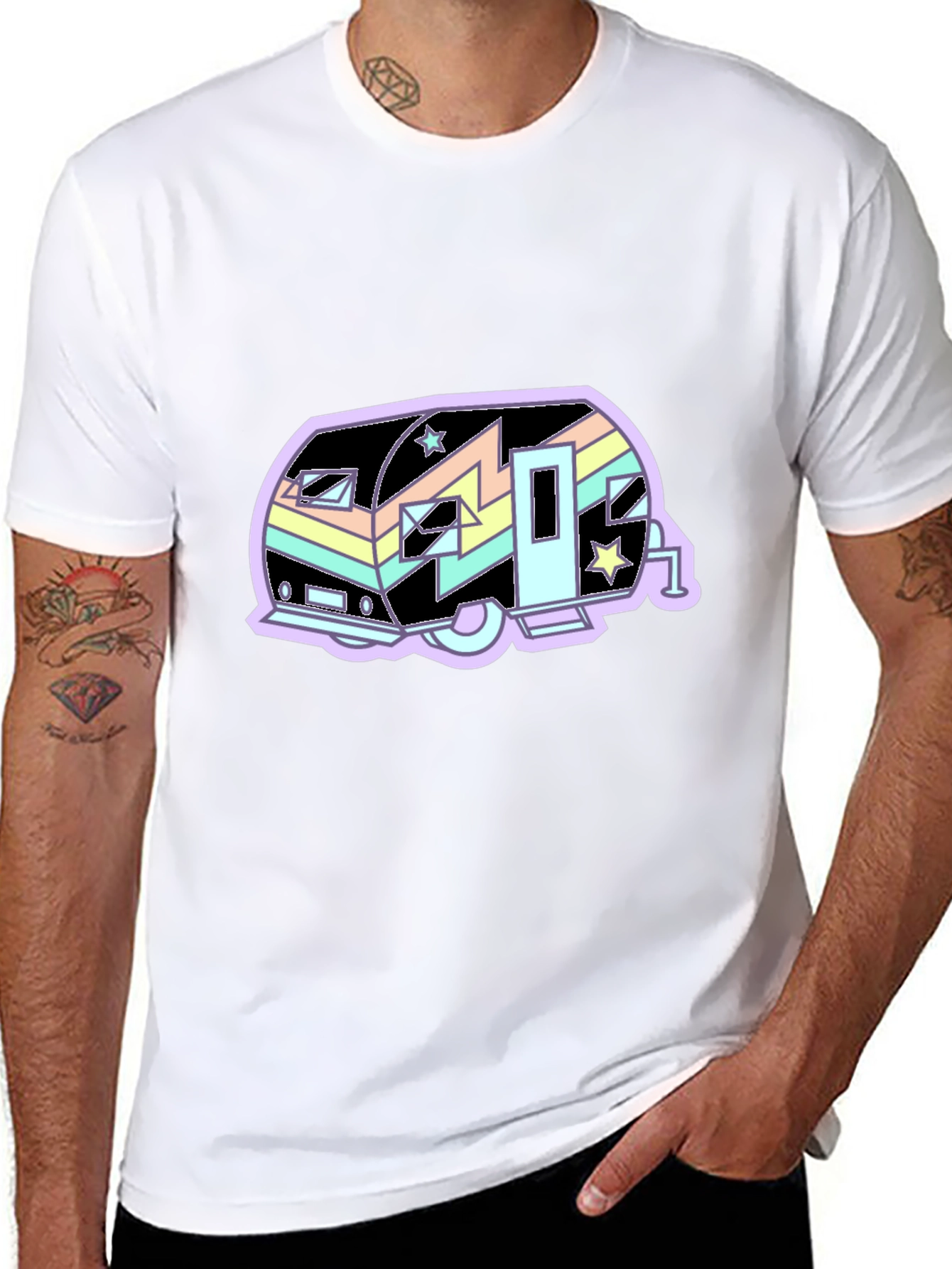Retro Camper T-Shirt - Pastel Design