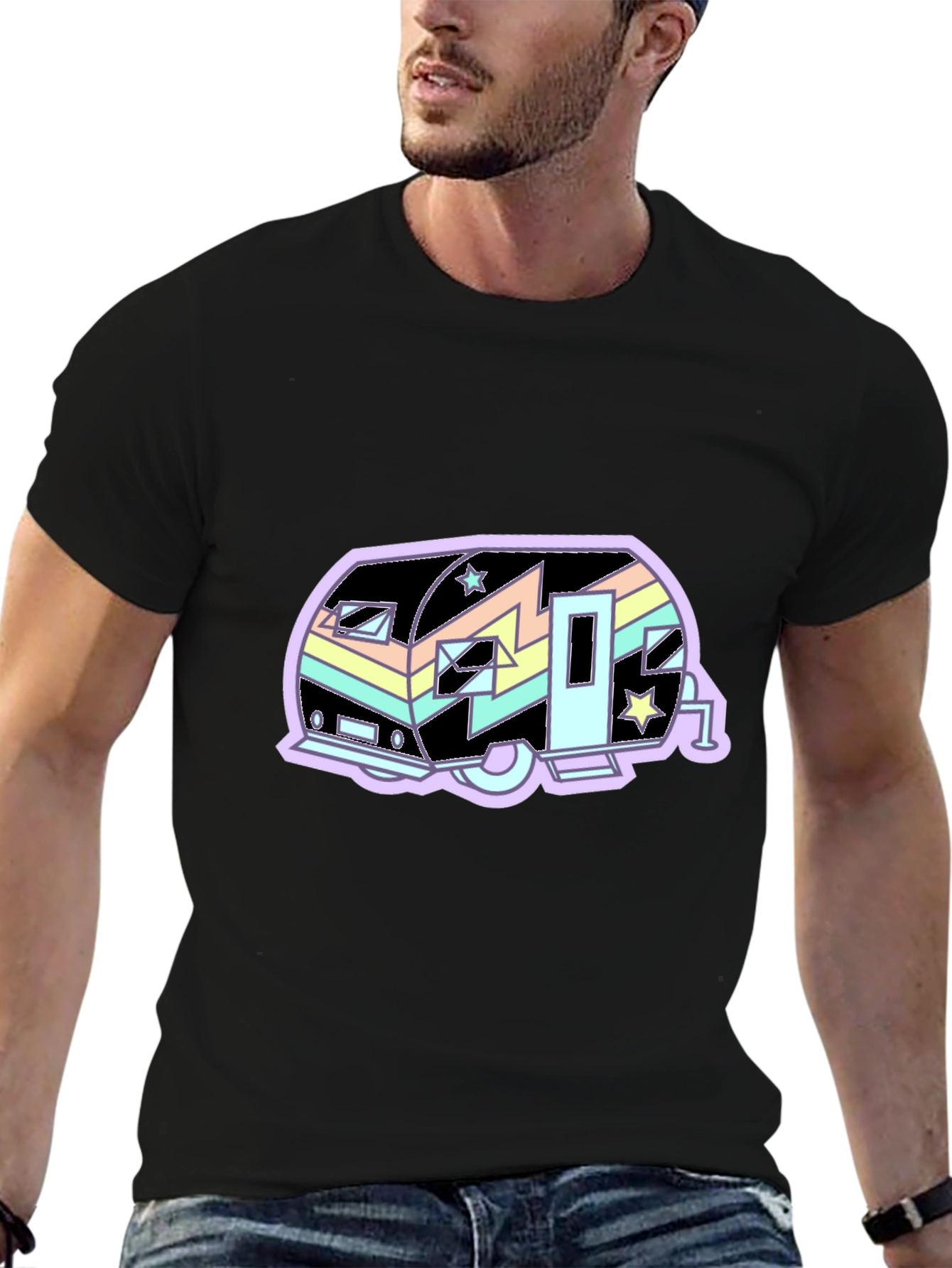 Retro Camper T-Shirt - Pastel Design