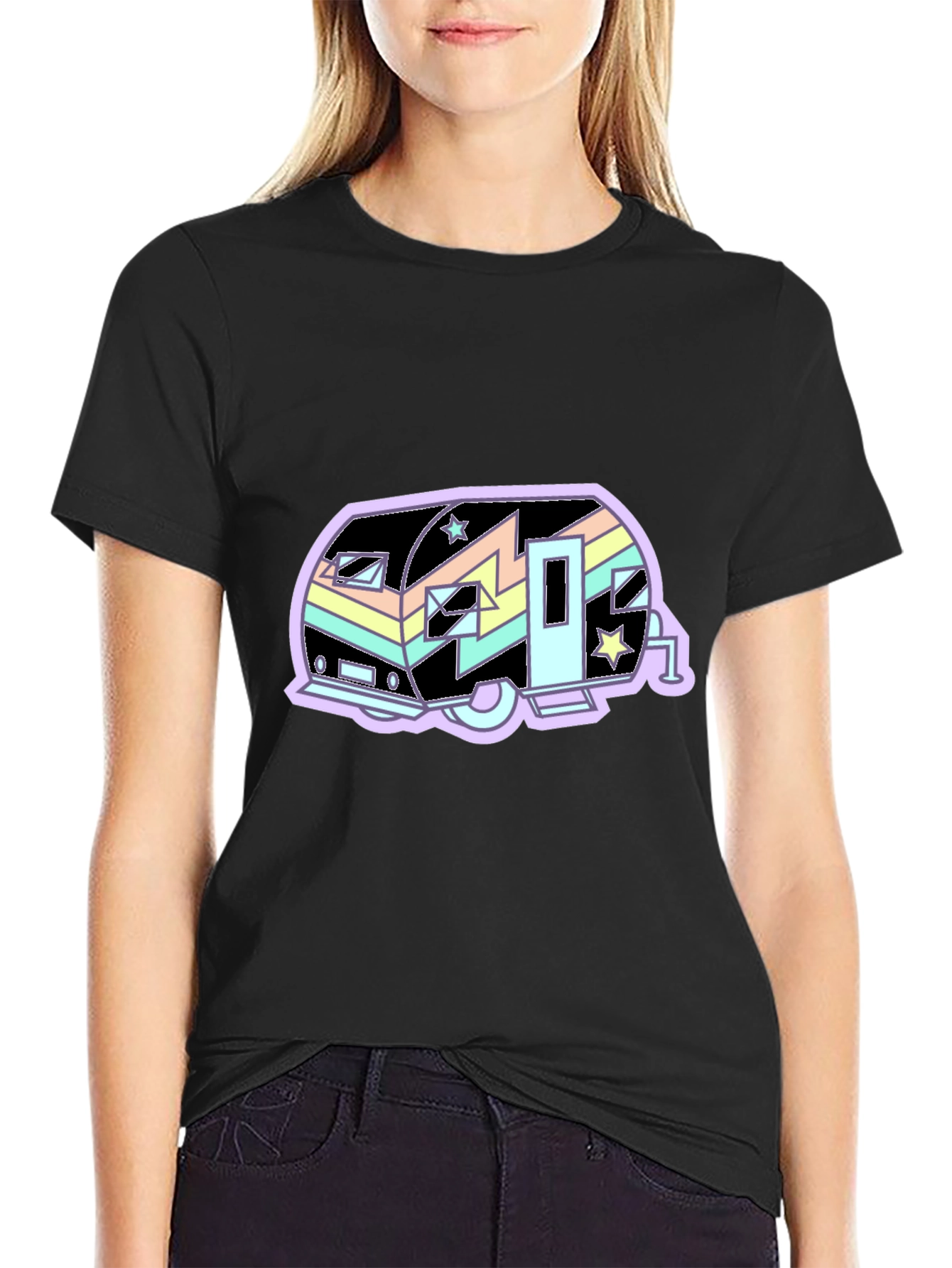 Retro Camper T-Shirt - Pastel Design