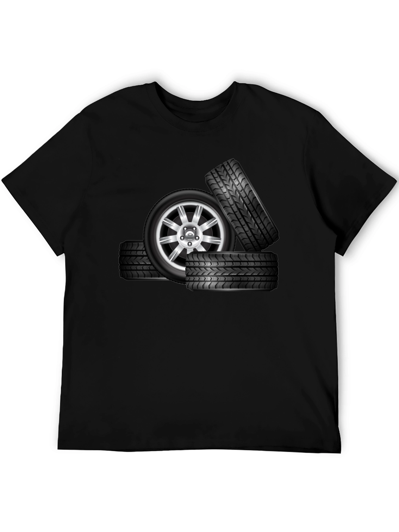 Black Tire Stack Graphic T-Shirt