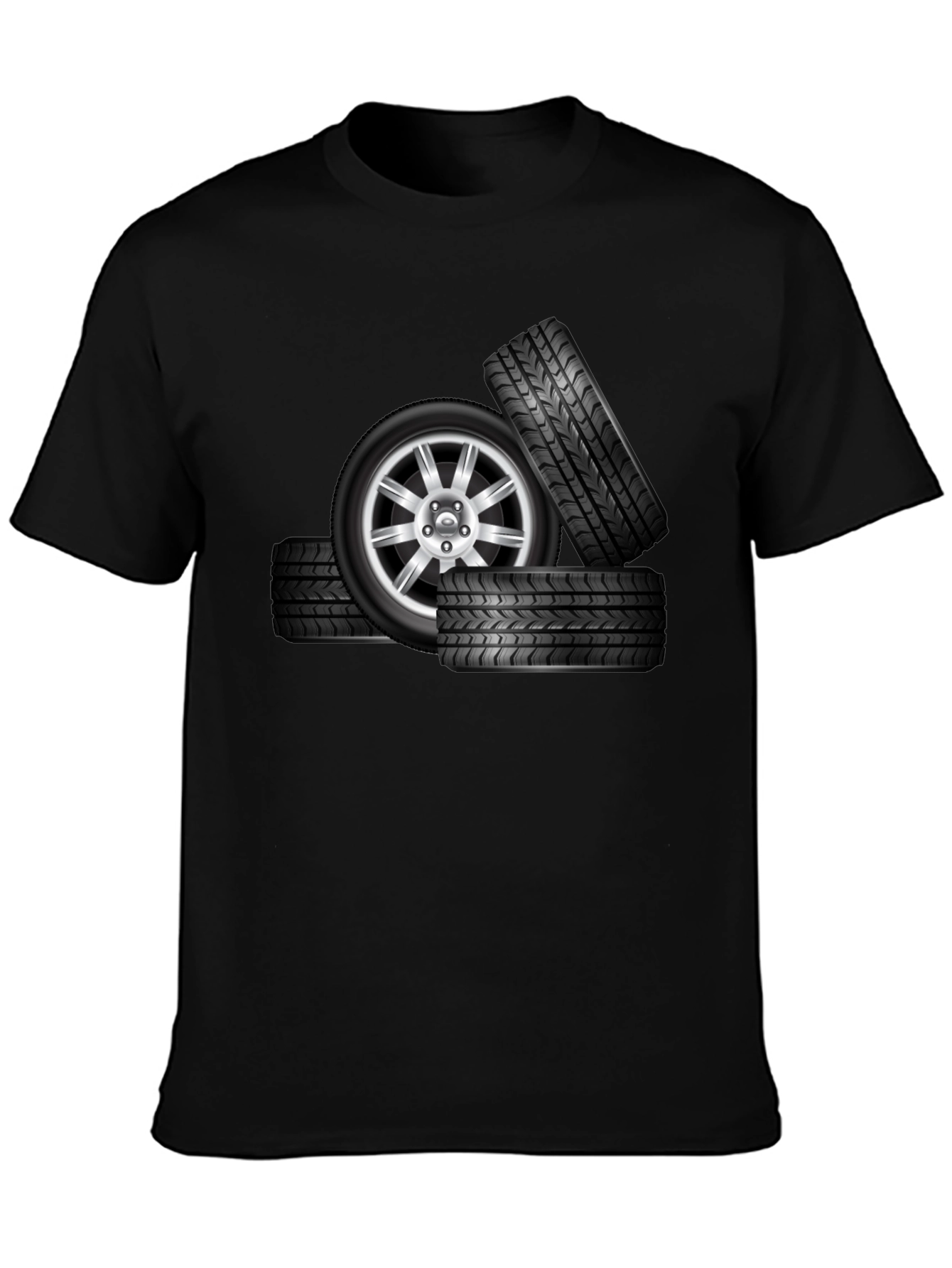 Black Tire Stack Graphic T-Shirt