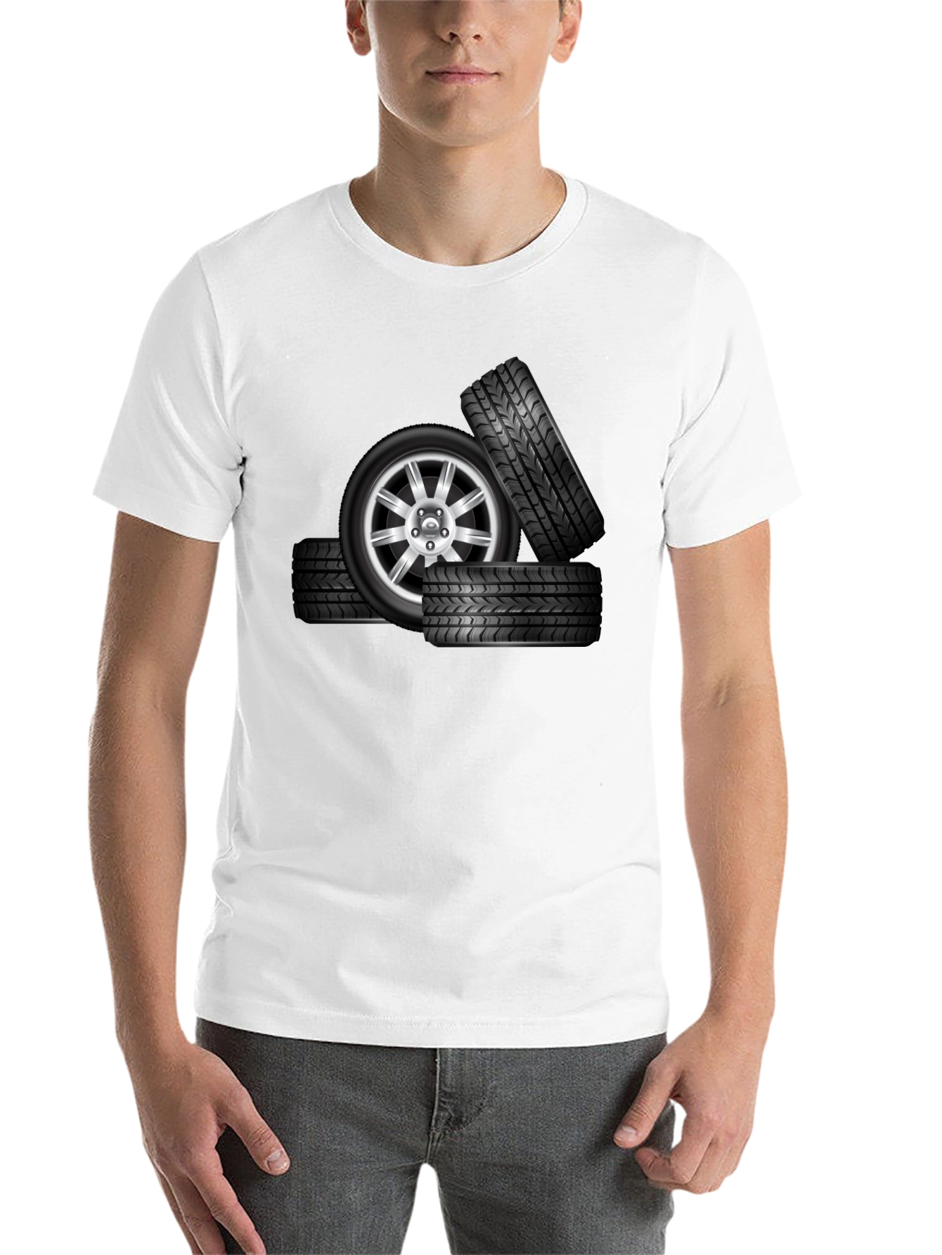 Black Tire Stack Graphic T-Shirt