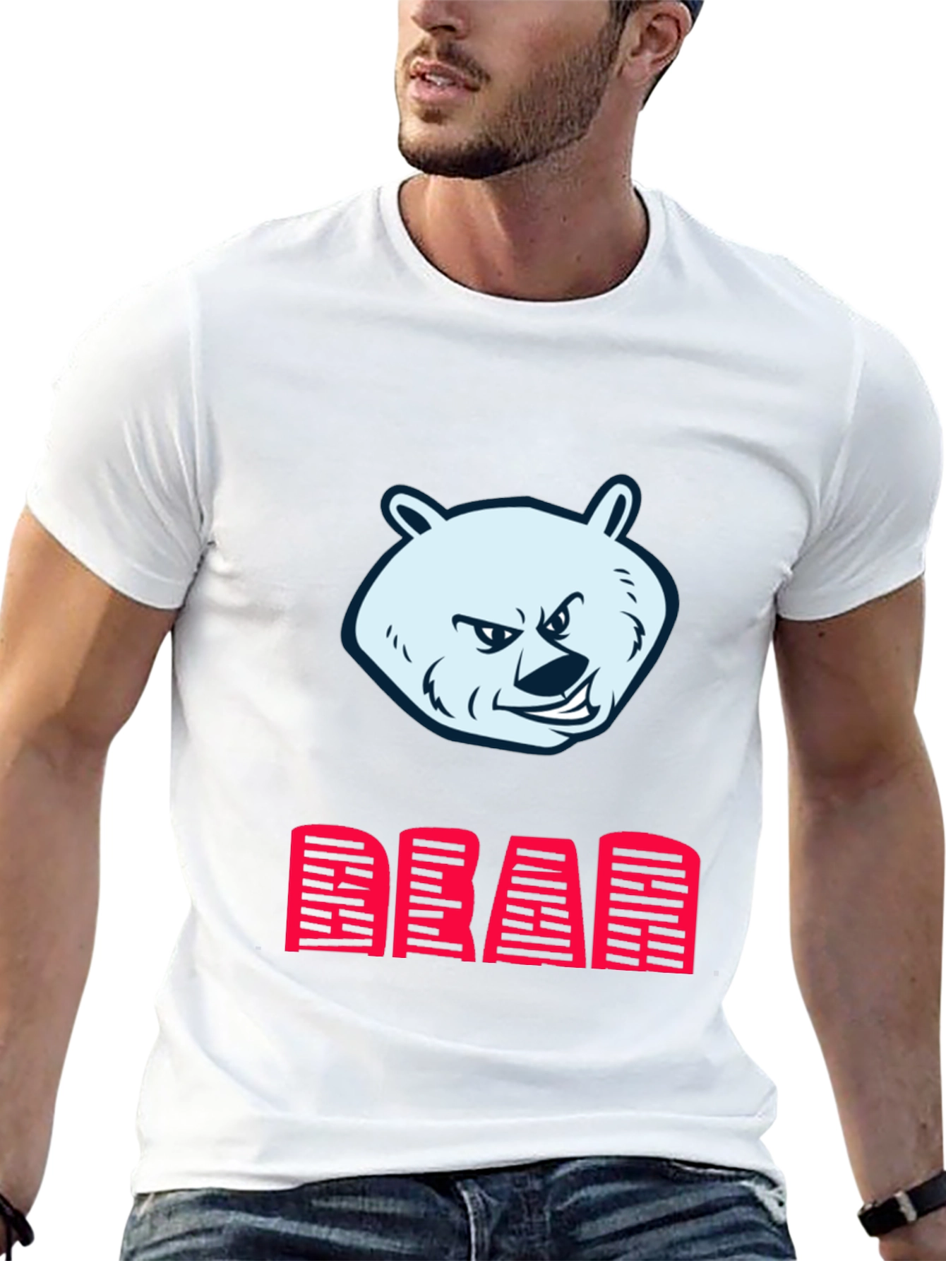 Bear Graphic Print Mens Black T-Shirt