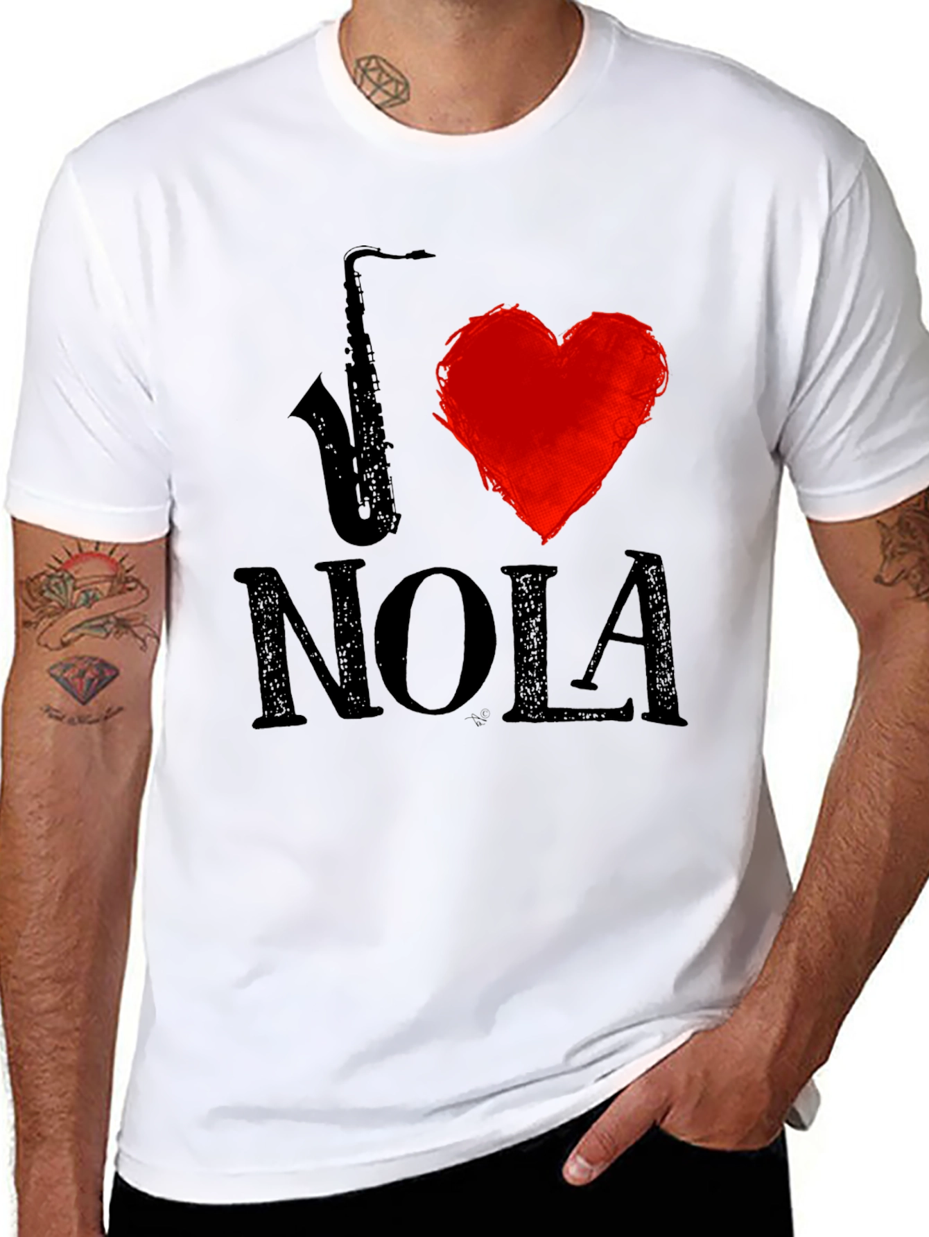 I Sax Heart NOLA Black T-Shirt