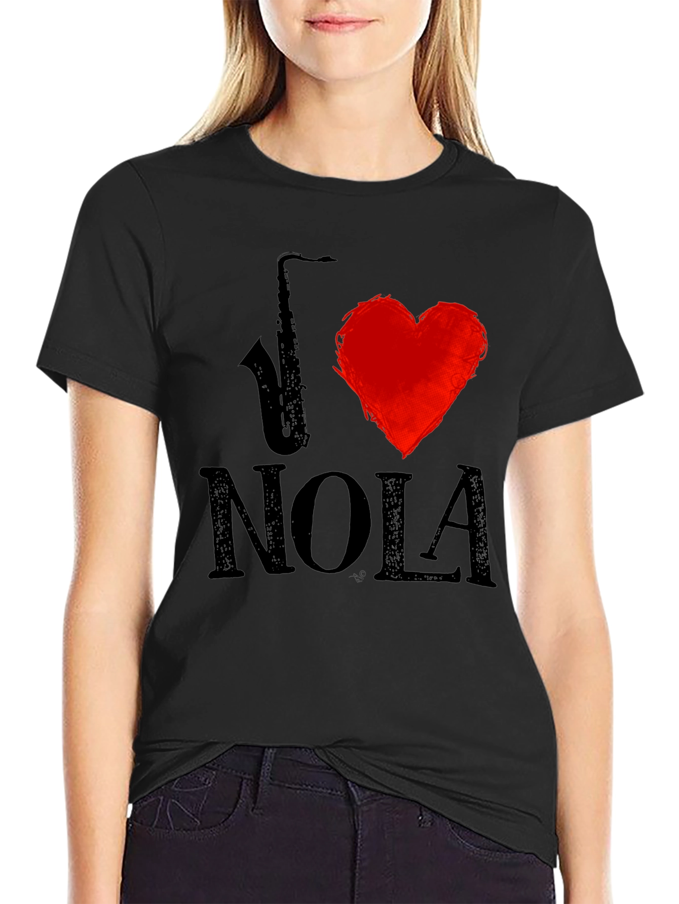 I Sax Heart NOLA Black T-Shirt
