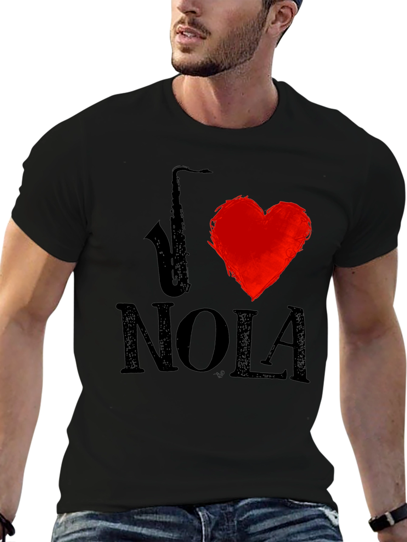 I Sax Heart NOLA Black T-Shirt