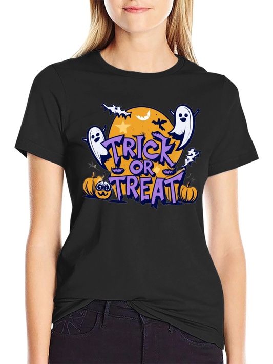 Halloween Trick or Treat T-Shirt with Ghosts and Pumpkins