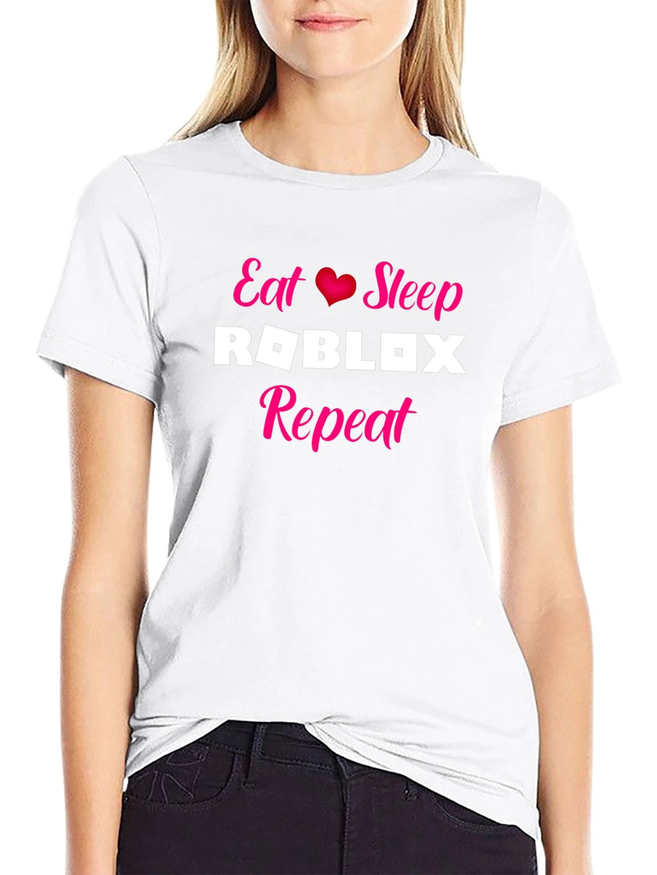 Eat Sleep Roblox Repeat Black T-Shirt