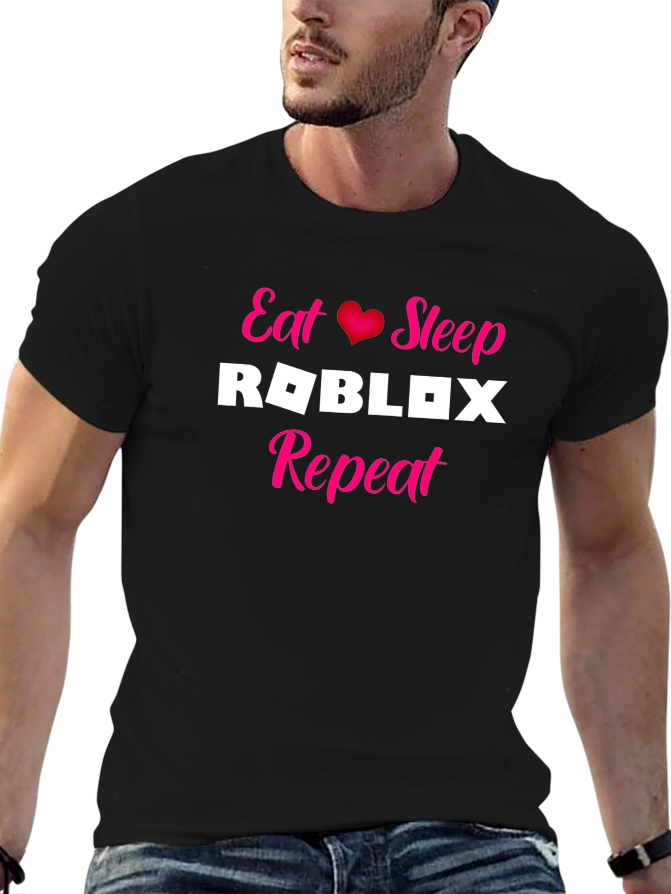 Eat Sleep Roblox Repeat Black T-Shirt
