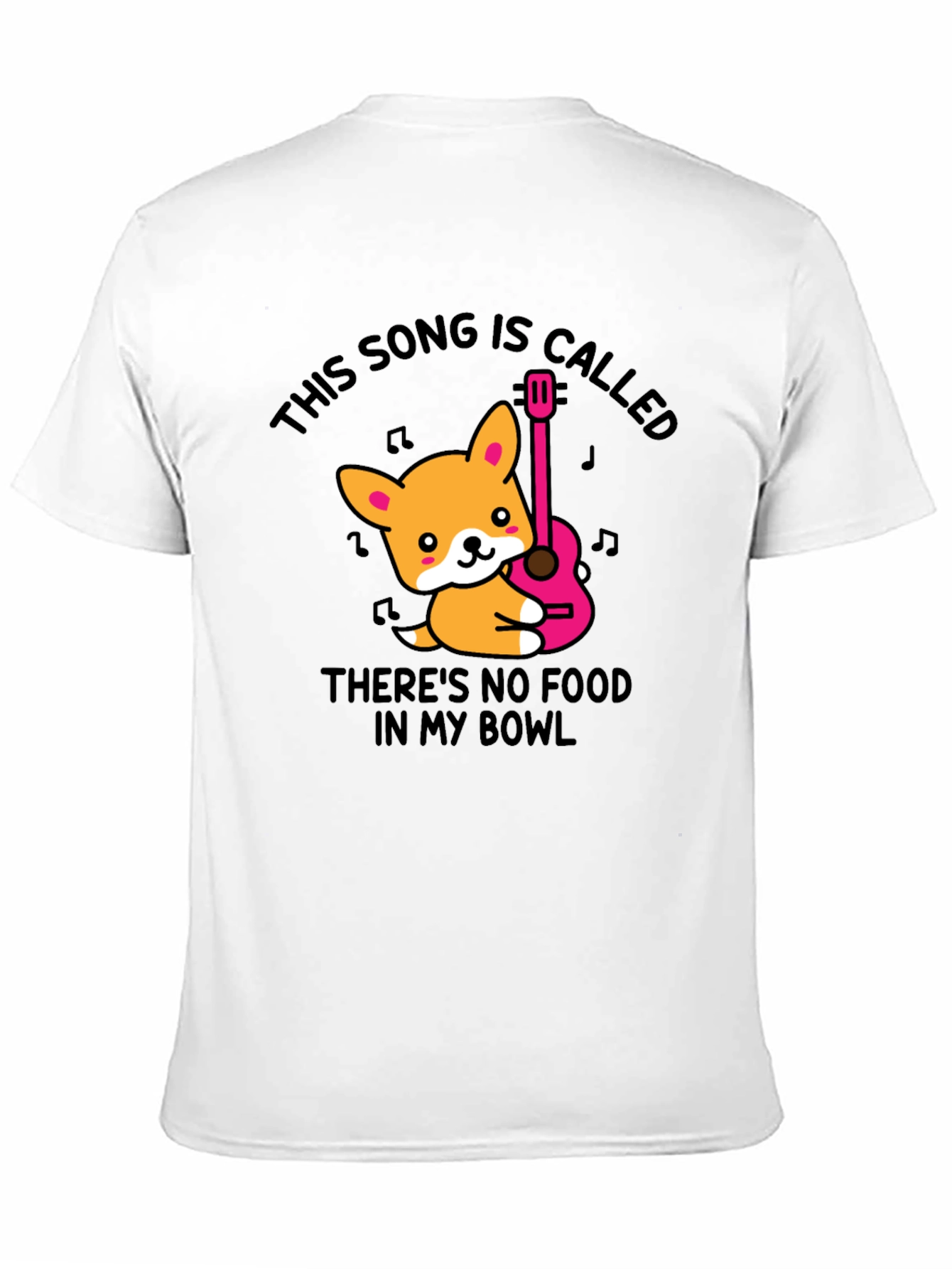 Corgi Guitar Song Black T-Shirt
