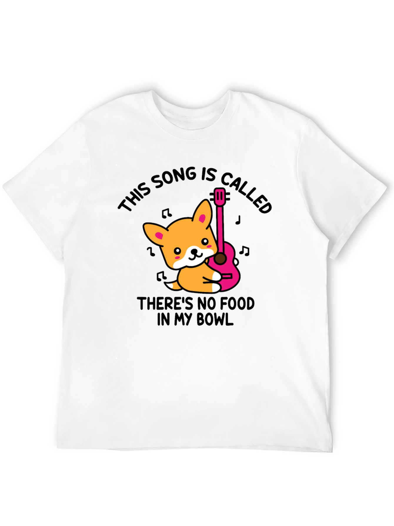 Corgi Guitar Song Black T-Shirt