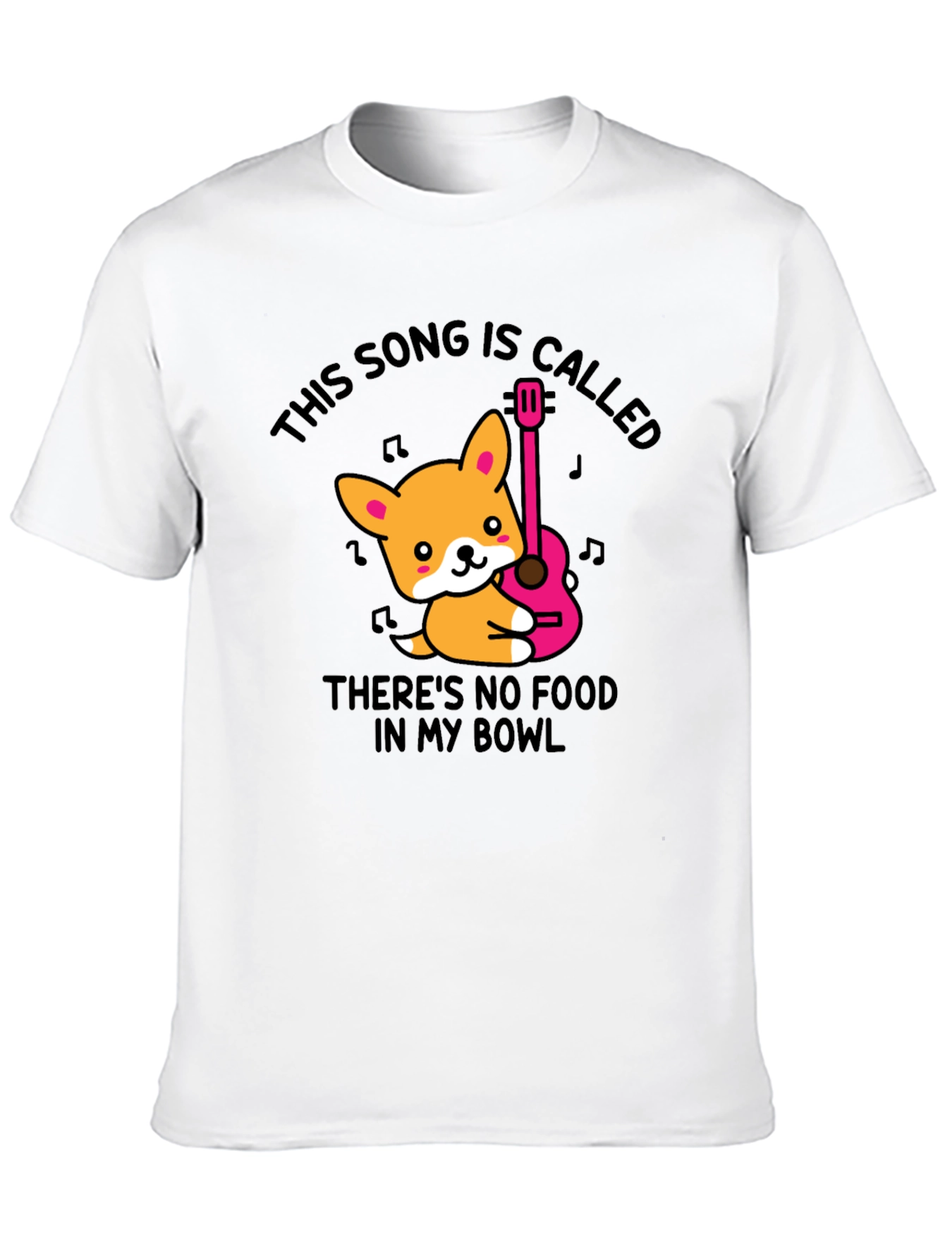 Corgi Guitar Song Black T-Shirt