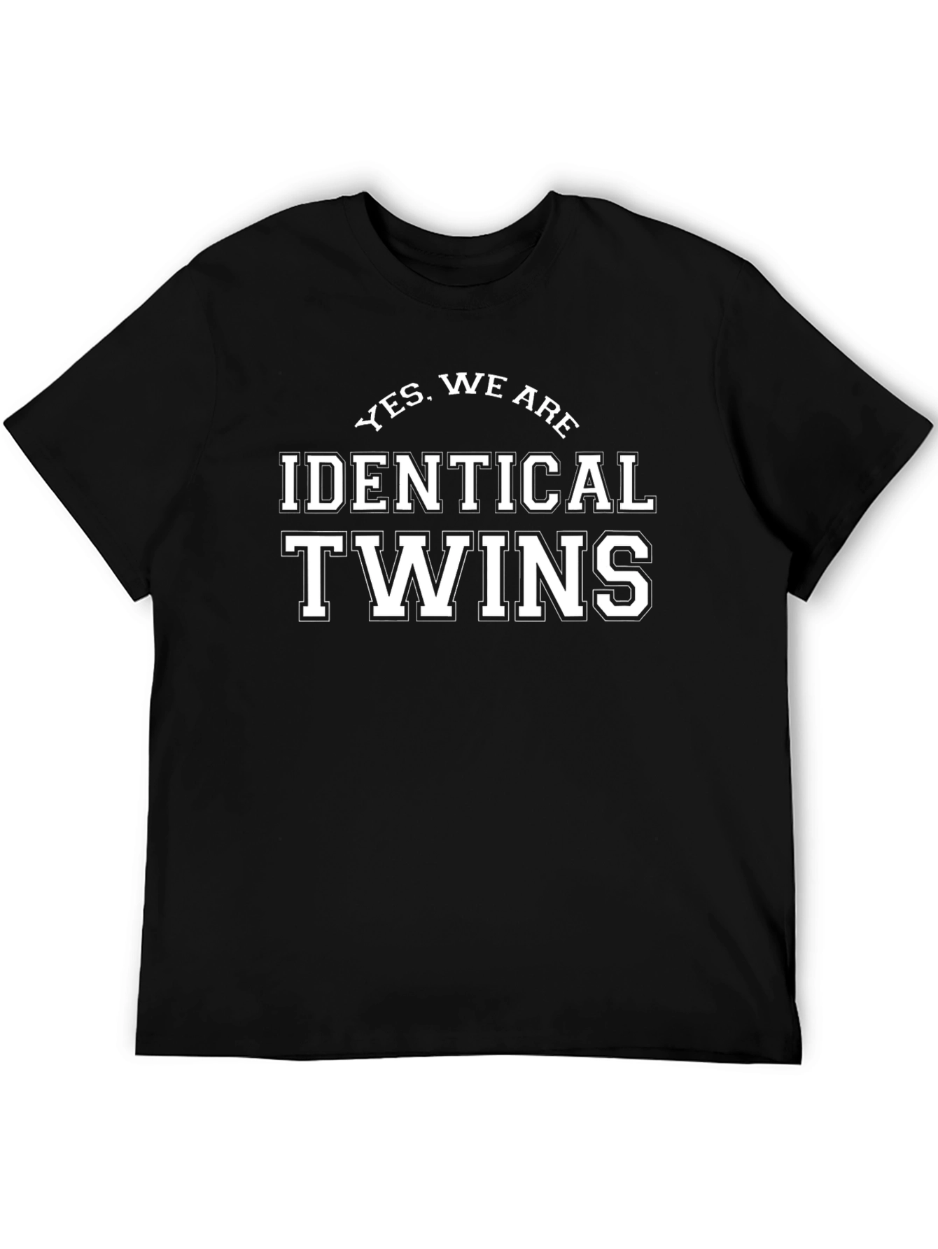 Identical Twins Graphic Tee - Black Crewneck T-Shirt