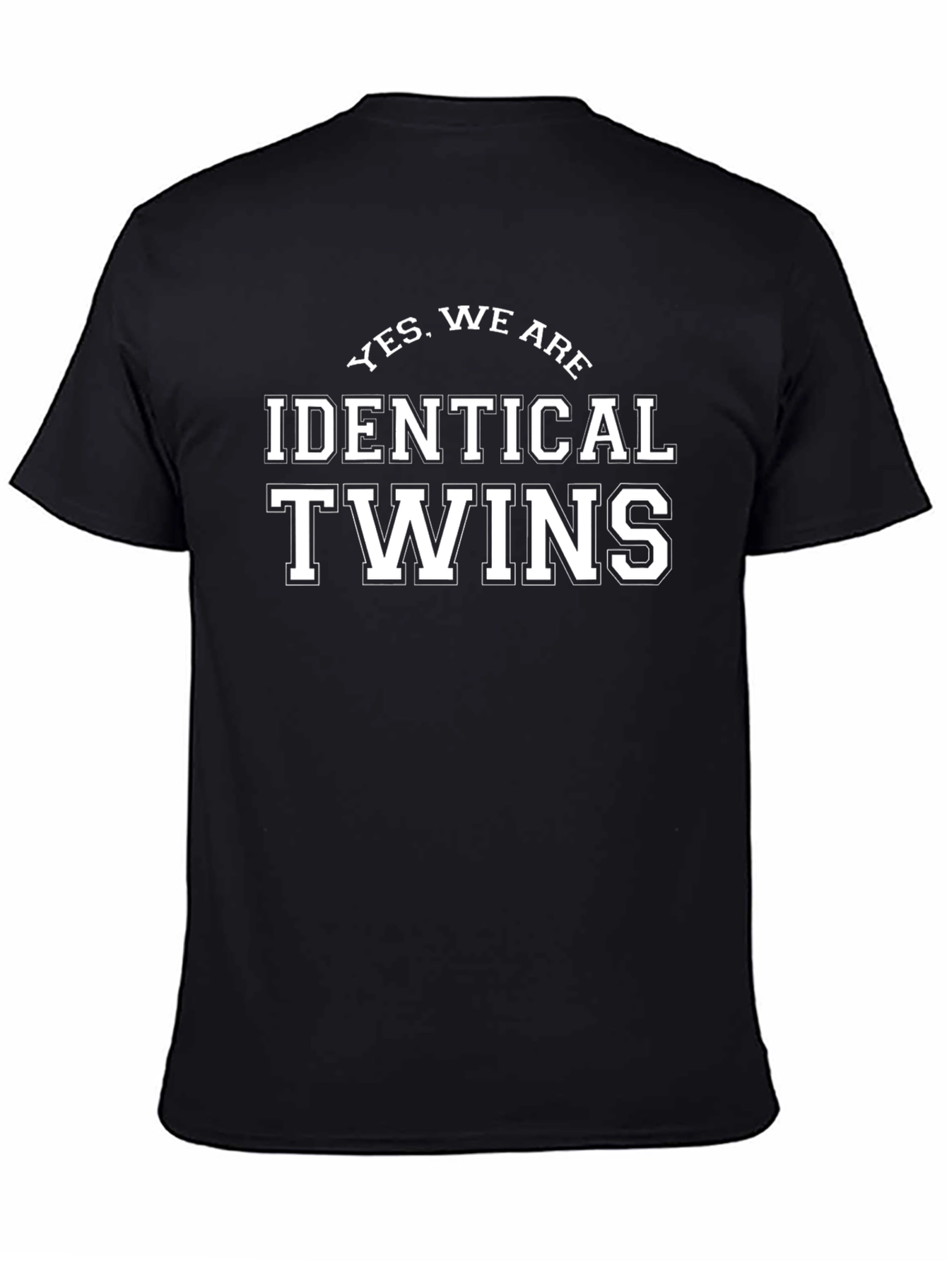 Identical Twins Graphic Tee - Black Crewneck T-Shirt
