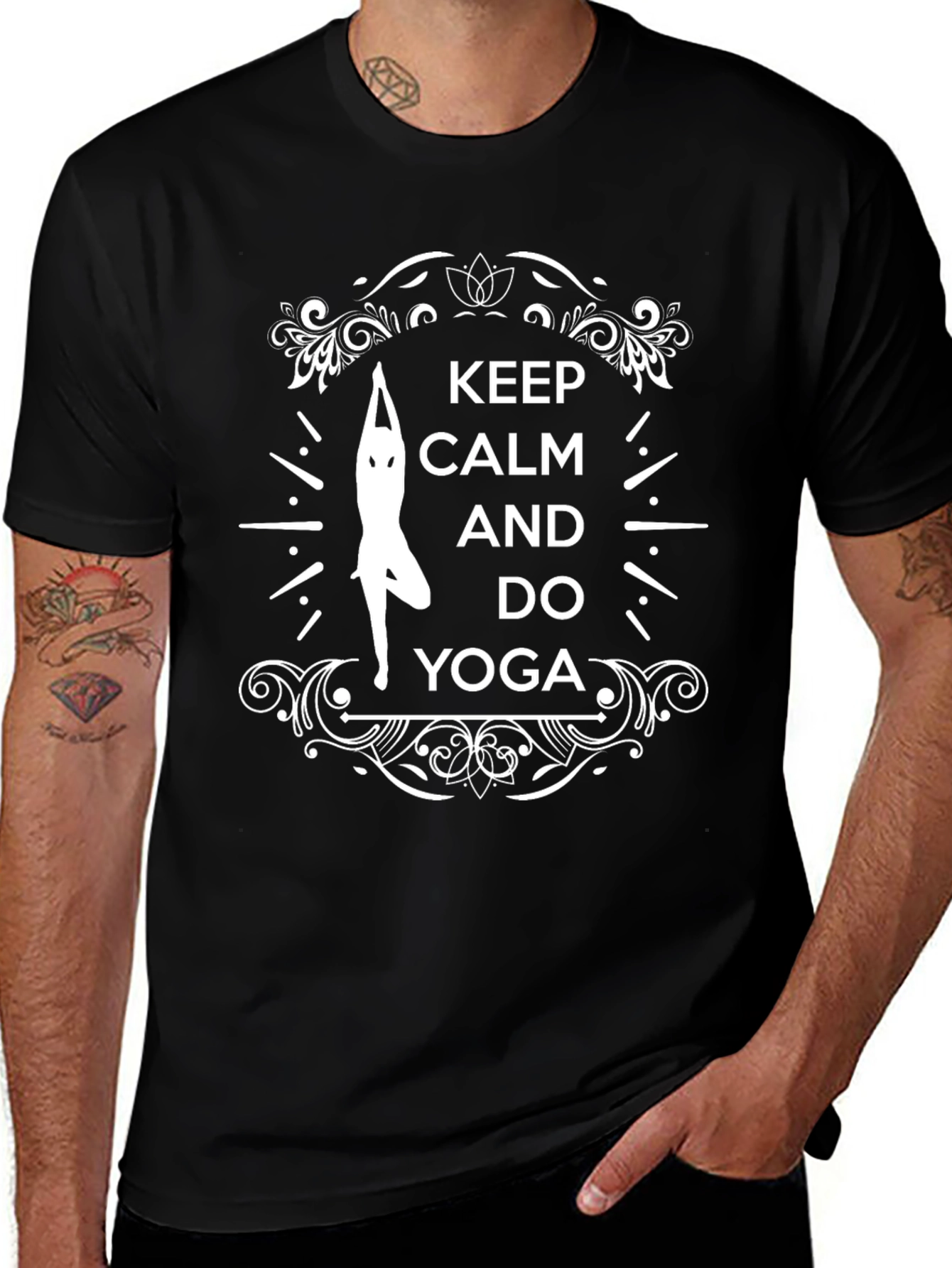 Keep Calm and Do Yoga Graphic Tee - Black