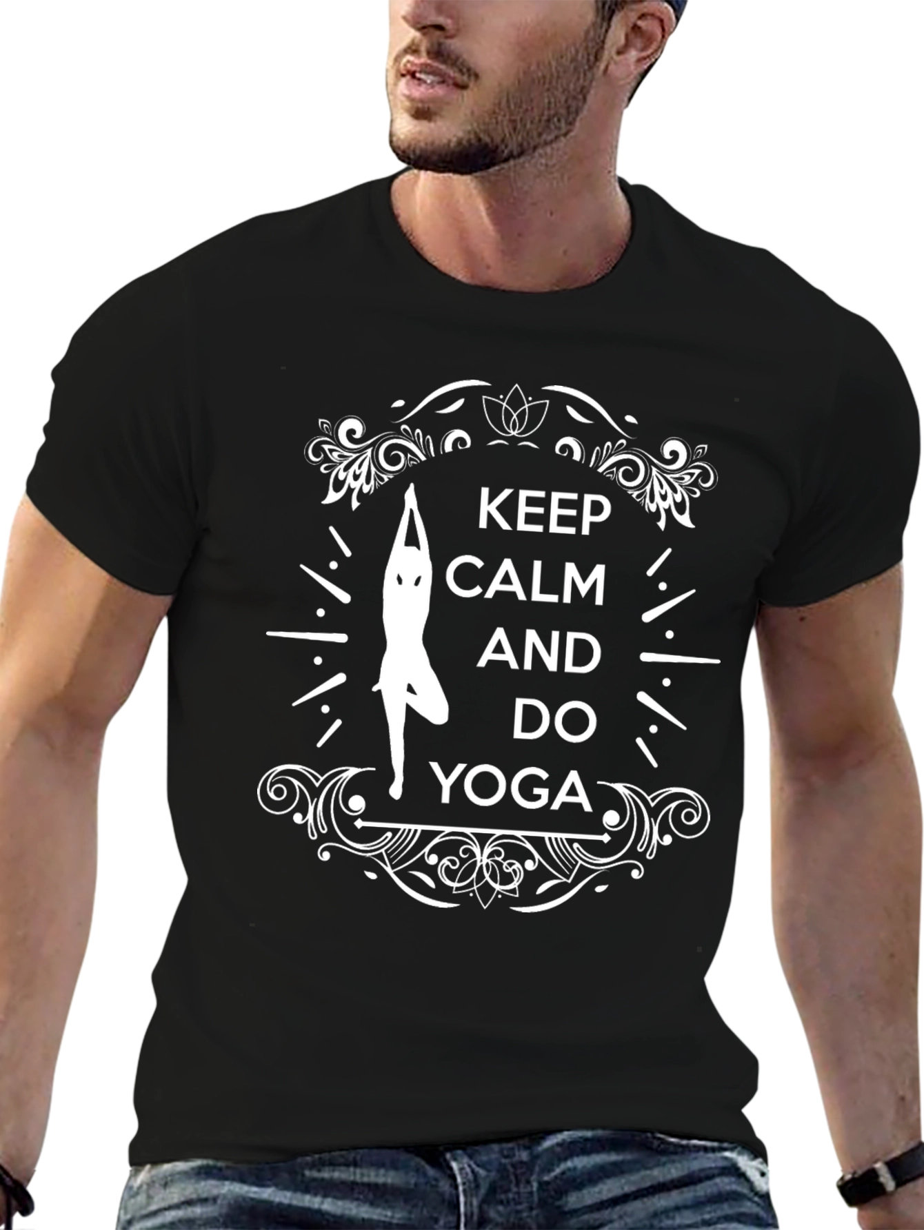 Keep Calm and Do Yoga Graphic Tee - Black