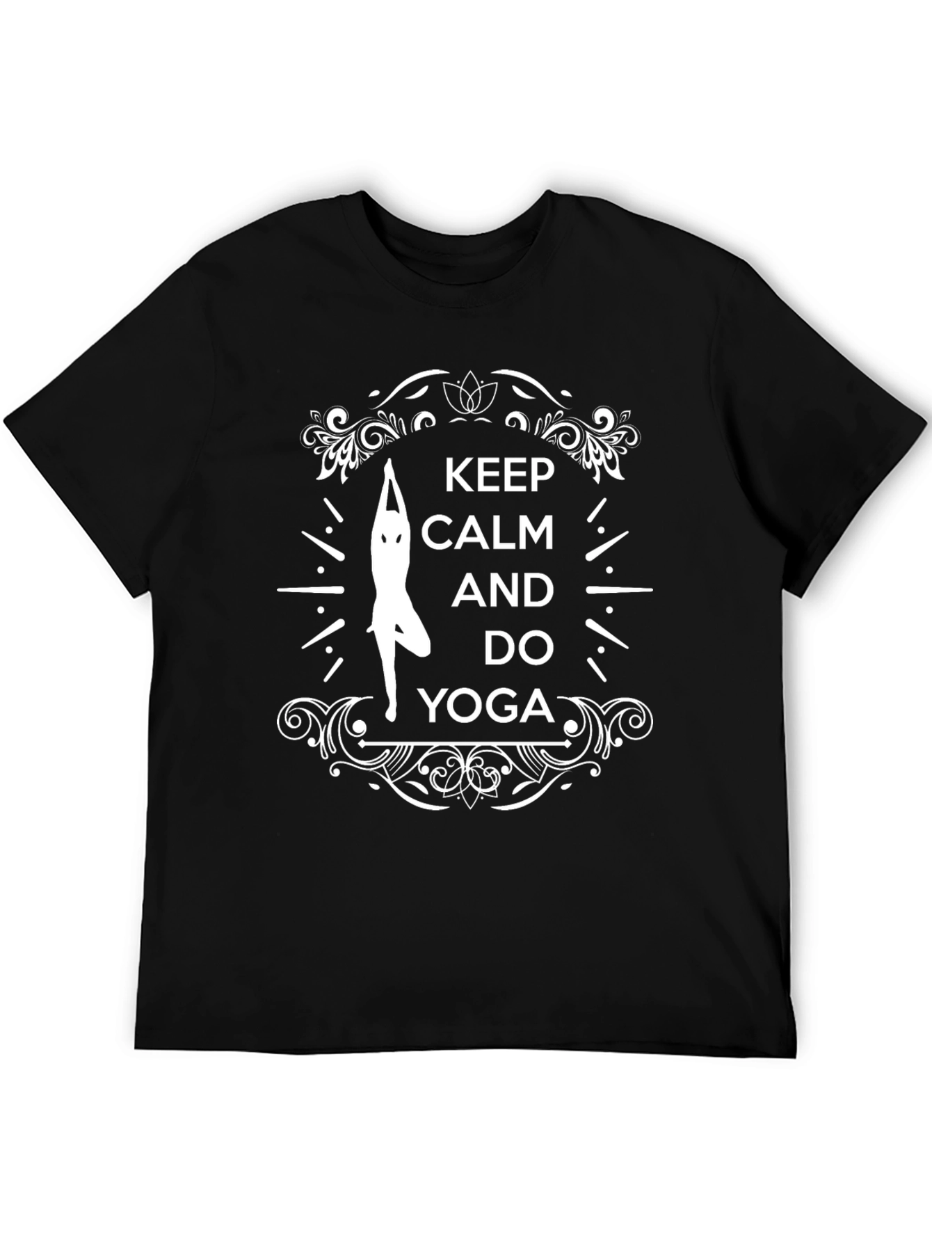 Keep Calm and Do Yoga Graphic Tee - Black