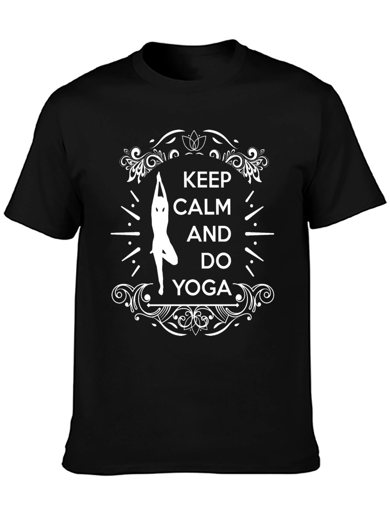 Keep Calm and Do Yoga Graphic Tee - Black