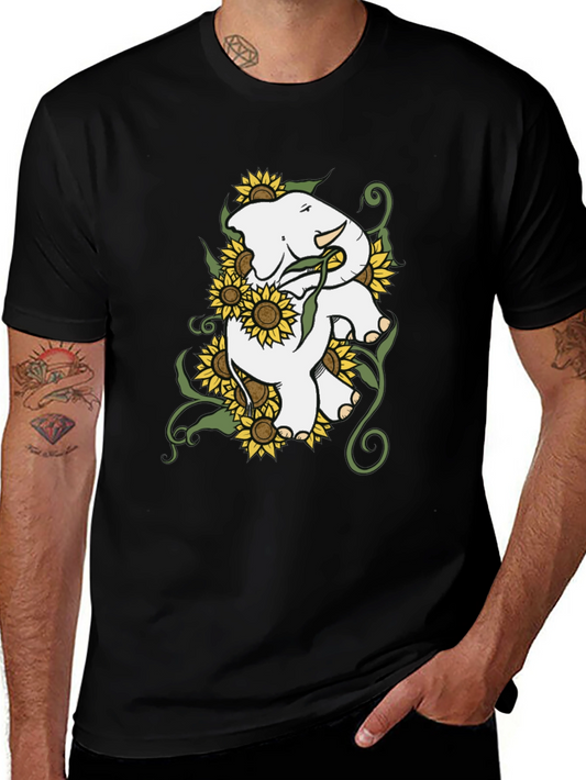 Elephant Sunflower Graphic Tee