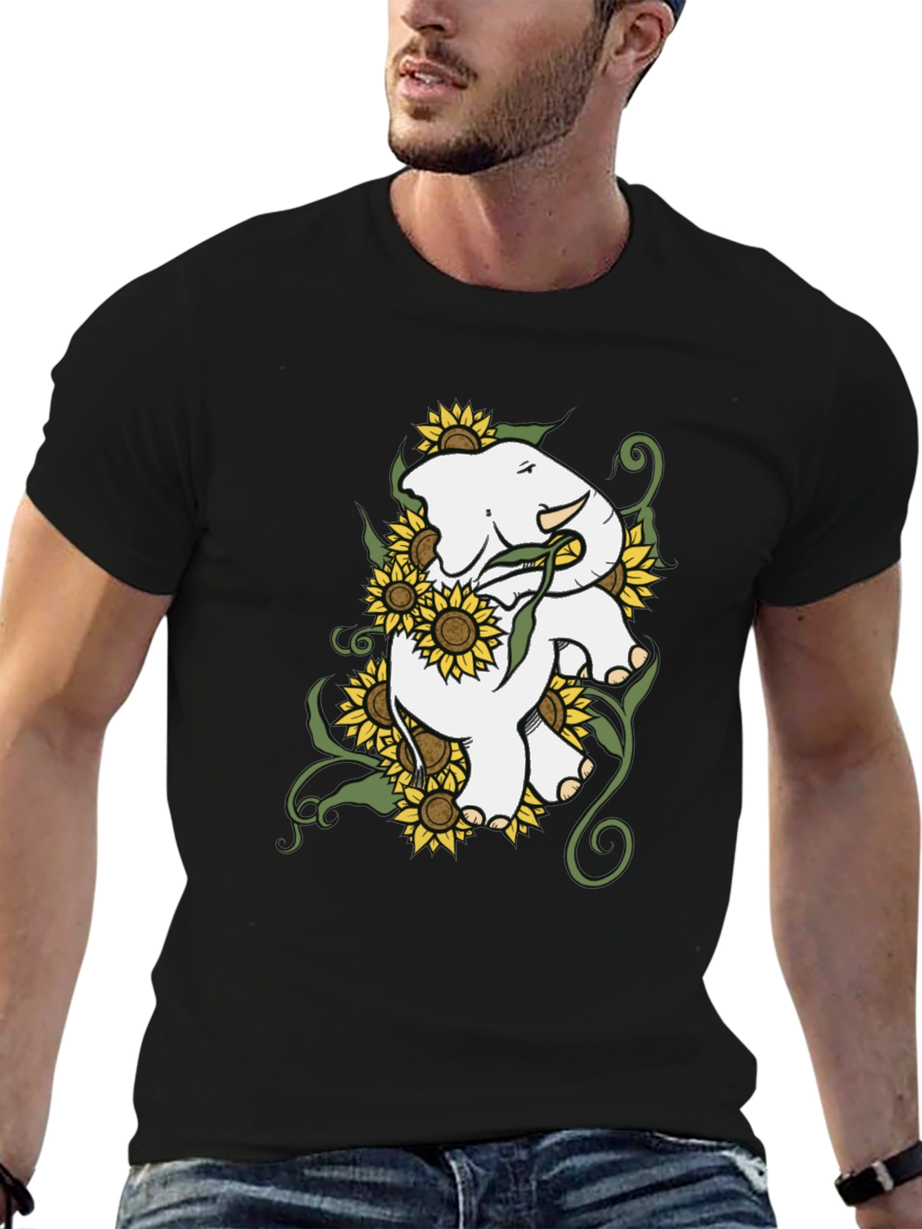 Elephant Sunflower Graphic Tee
