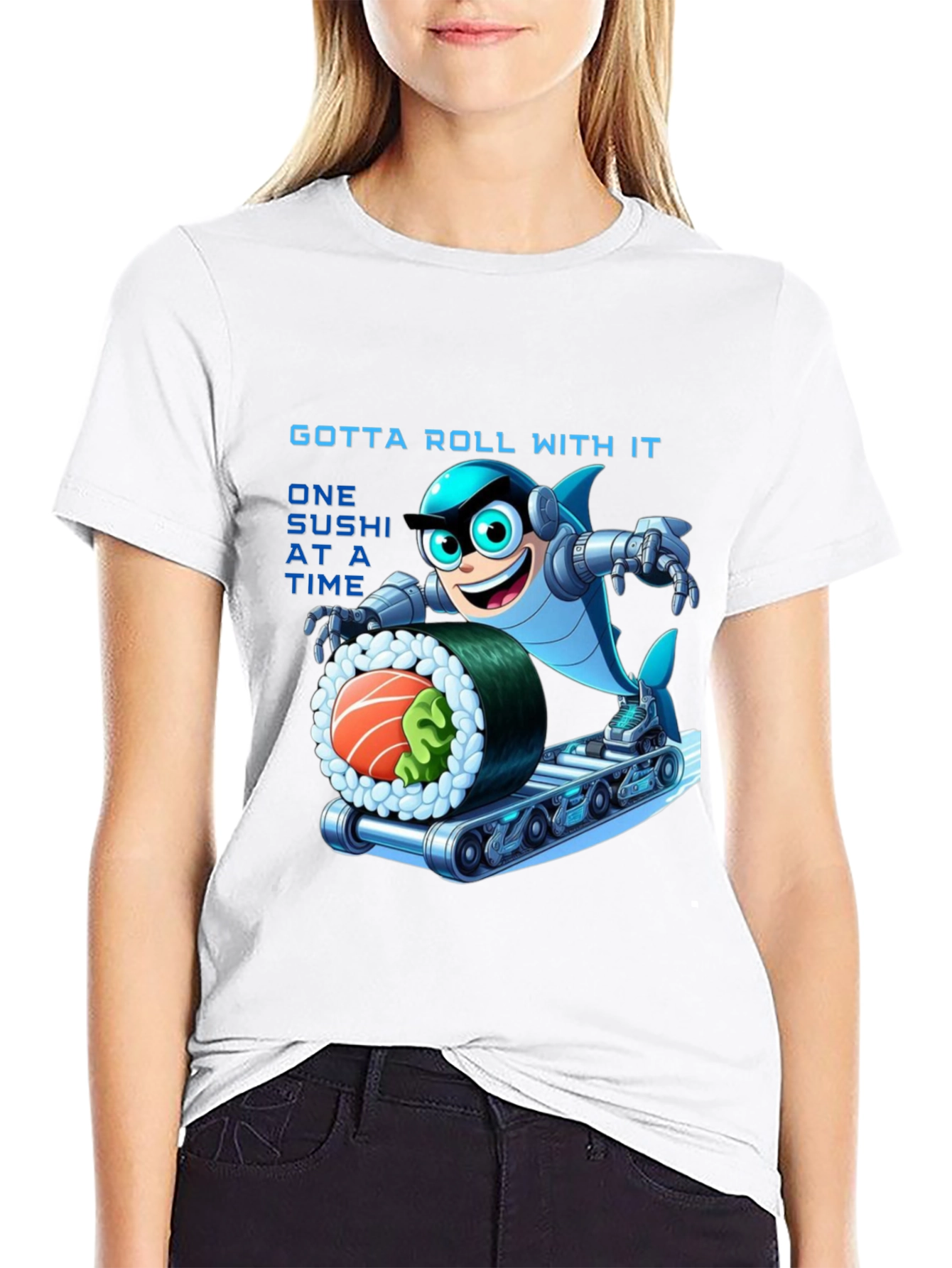 Sushi Roll Shark T-Shirt - Gotta Roll With It!