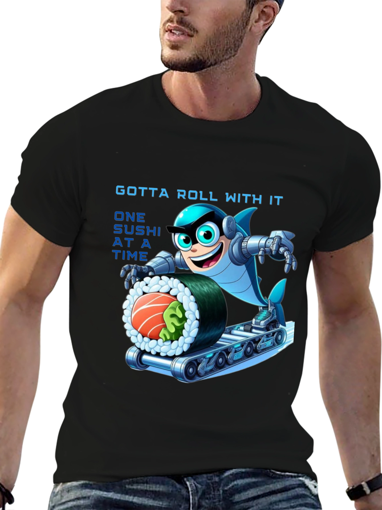 Sushi Roll Shark T-Shirt - Gotta Roll With It!