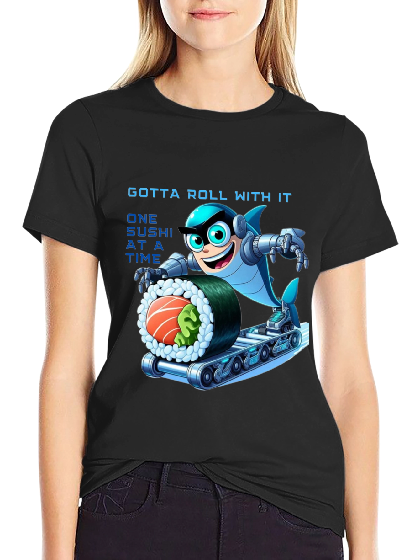 Sushi Roll Shark T-Shirt - Gotta Roll With It!